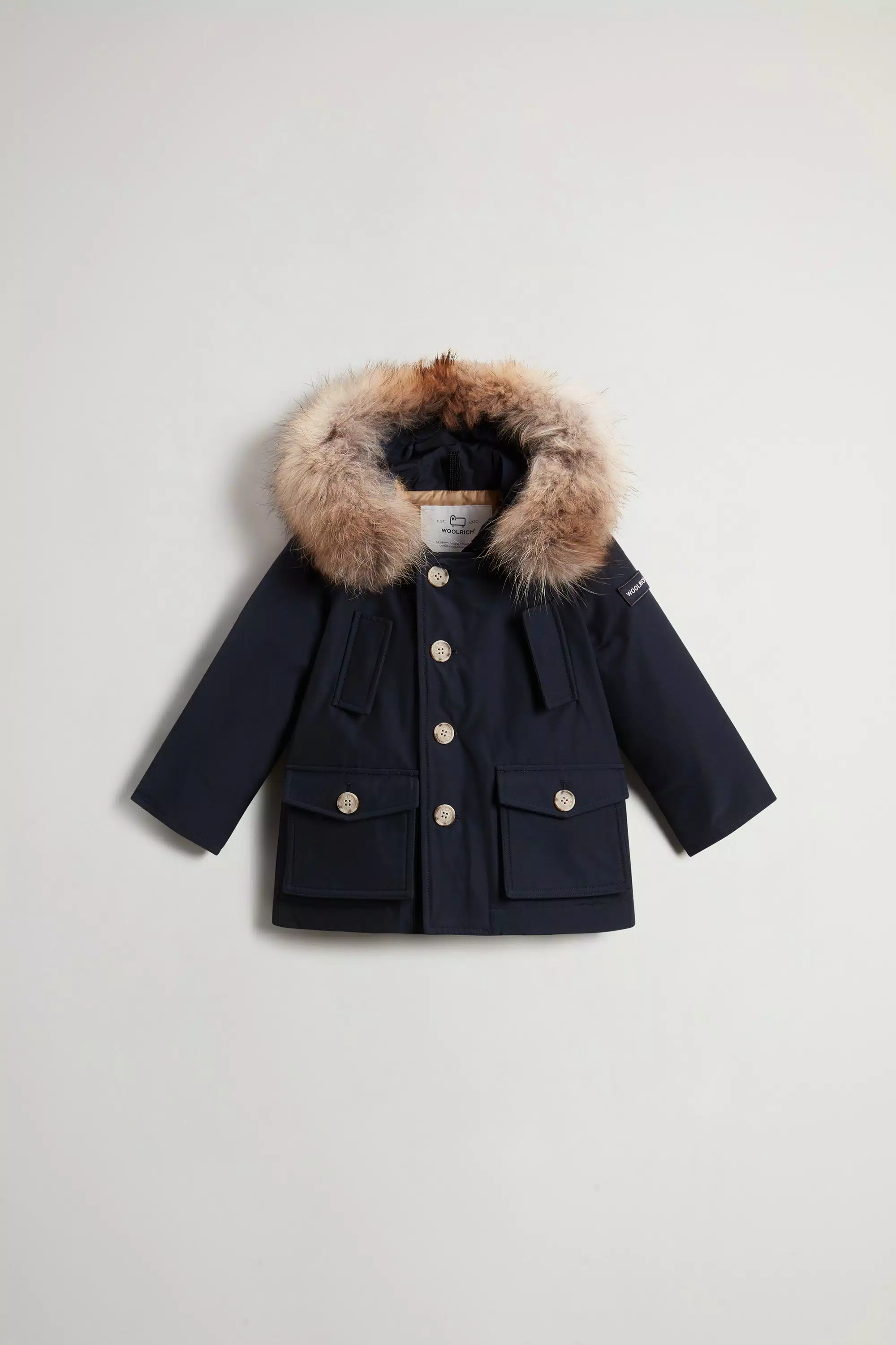 Parka in Tessuto Ramar per Bambini con Dettaglio Pelliccia Rimovibile - Melton Blu