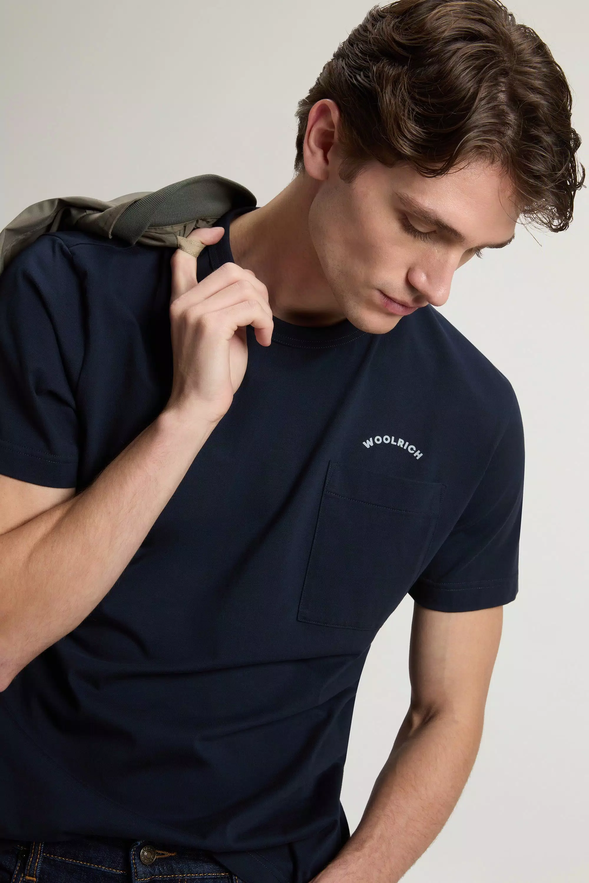 T-Shirt in Cotone Puro con Taschino - Melton Blu