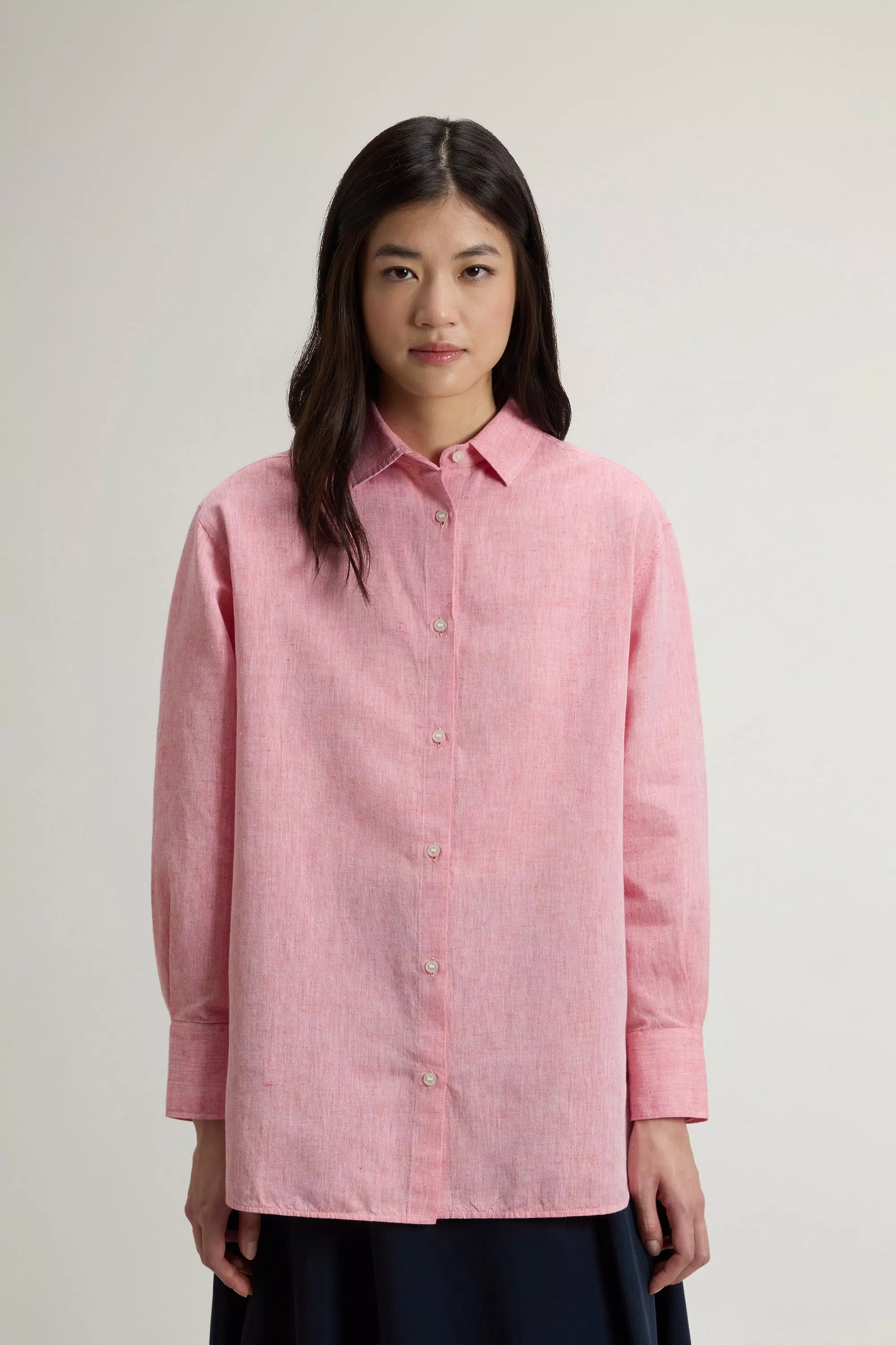 Camicia Boyfriend in Cotone e Lino - Oxford Paprika