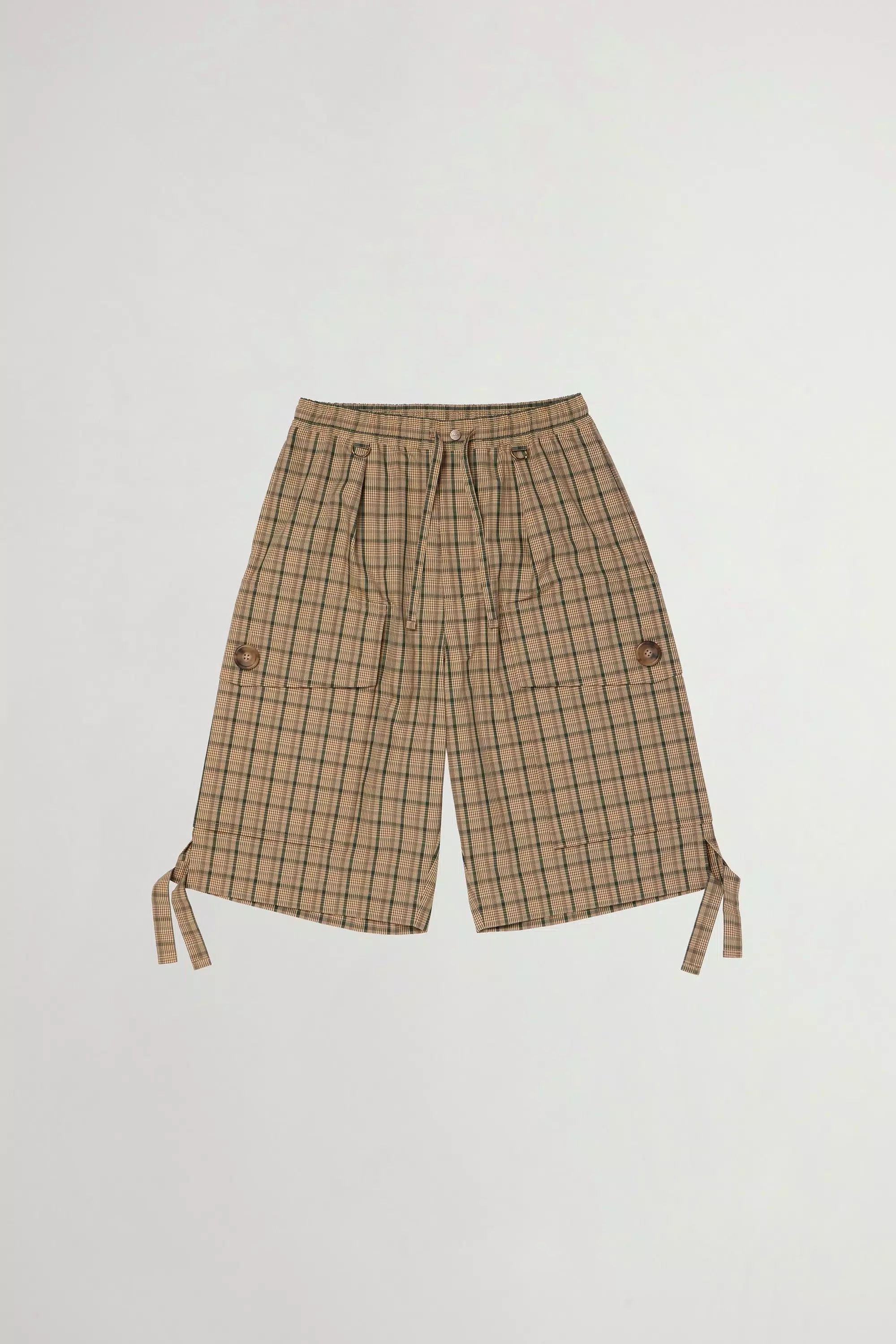 Pantaloni Corti Madras in Miscela di Cotone e Nylon - Marrone