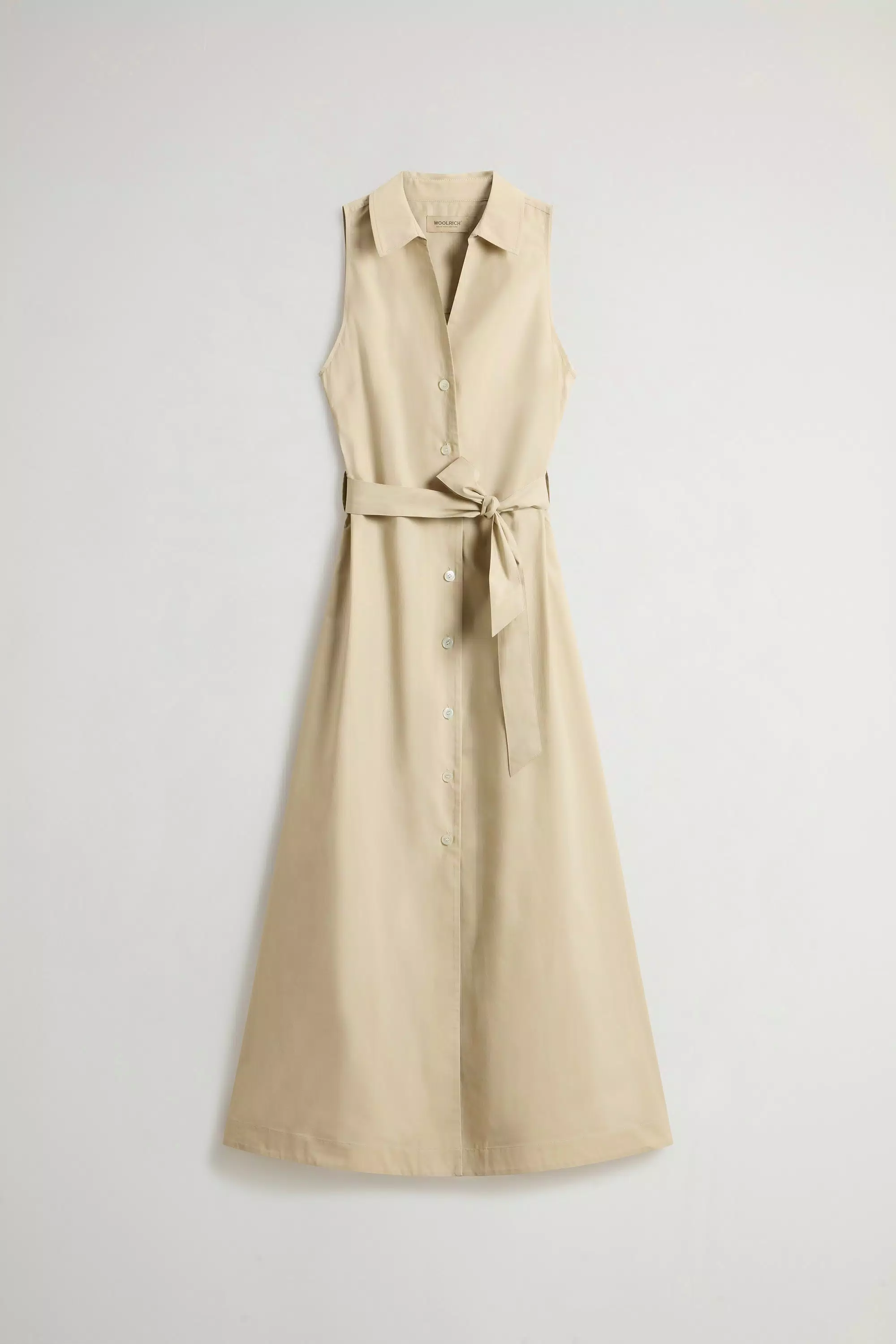 Abito camicia in popeline di cotone puro con cintura - White Pepper