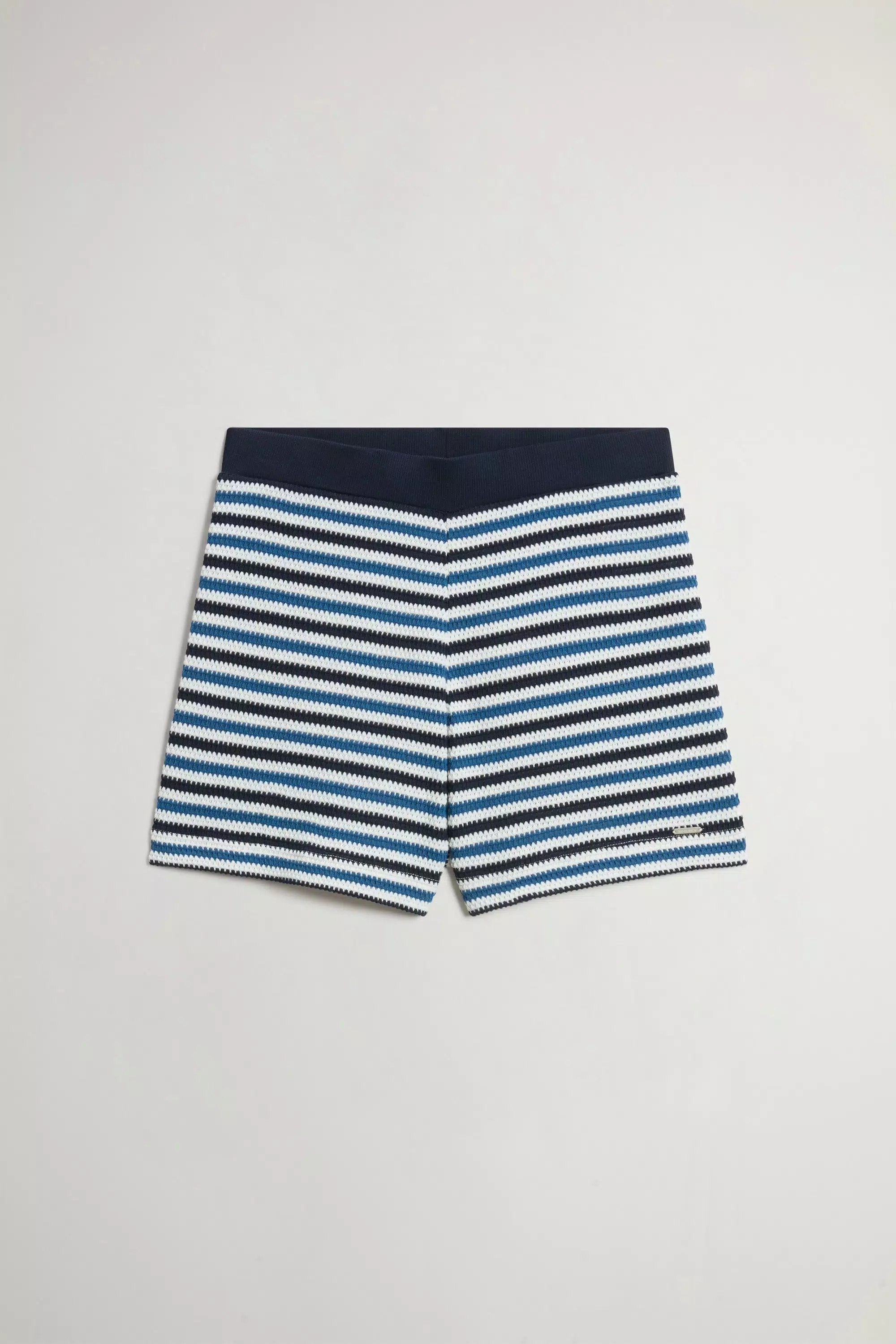 Shorts in Cotone con Fantasia a Strisce - Strisce Melton Blu