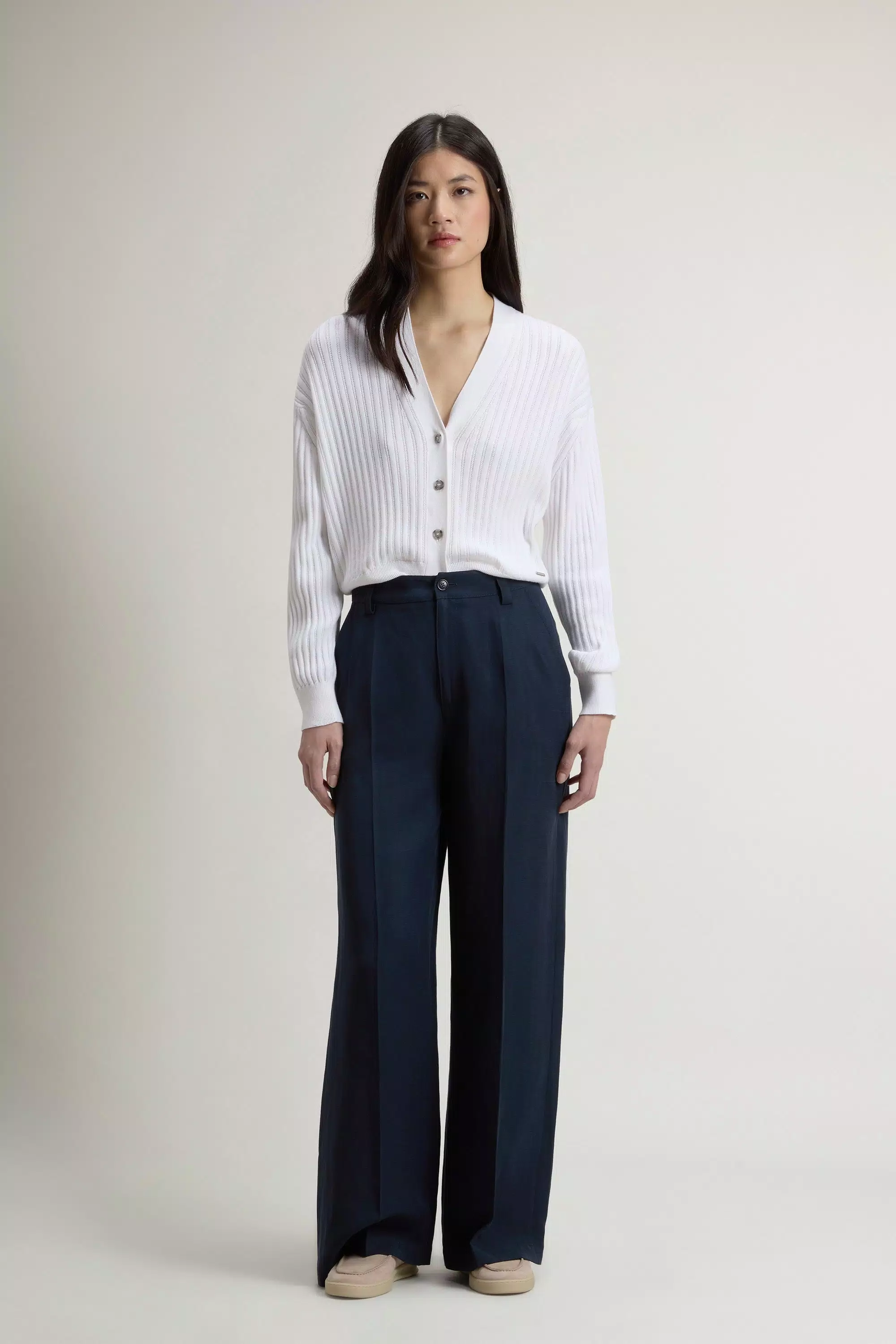 Pantaloni in misto lino - Melton Blu