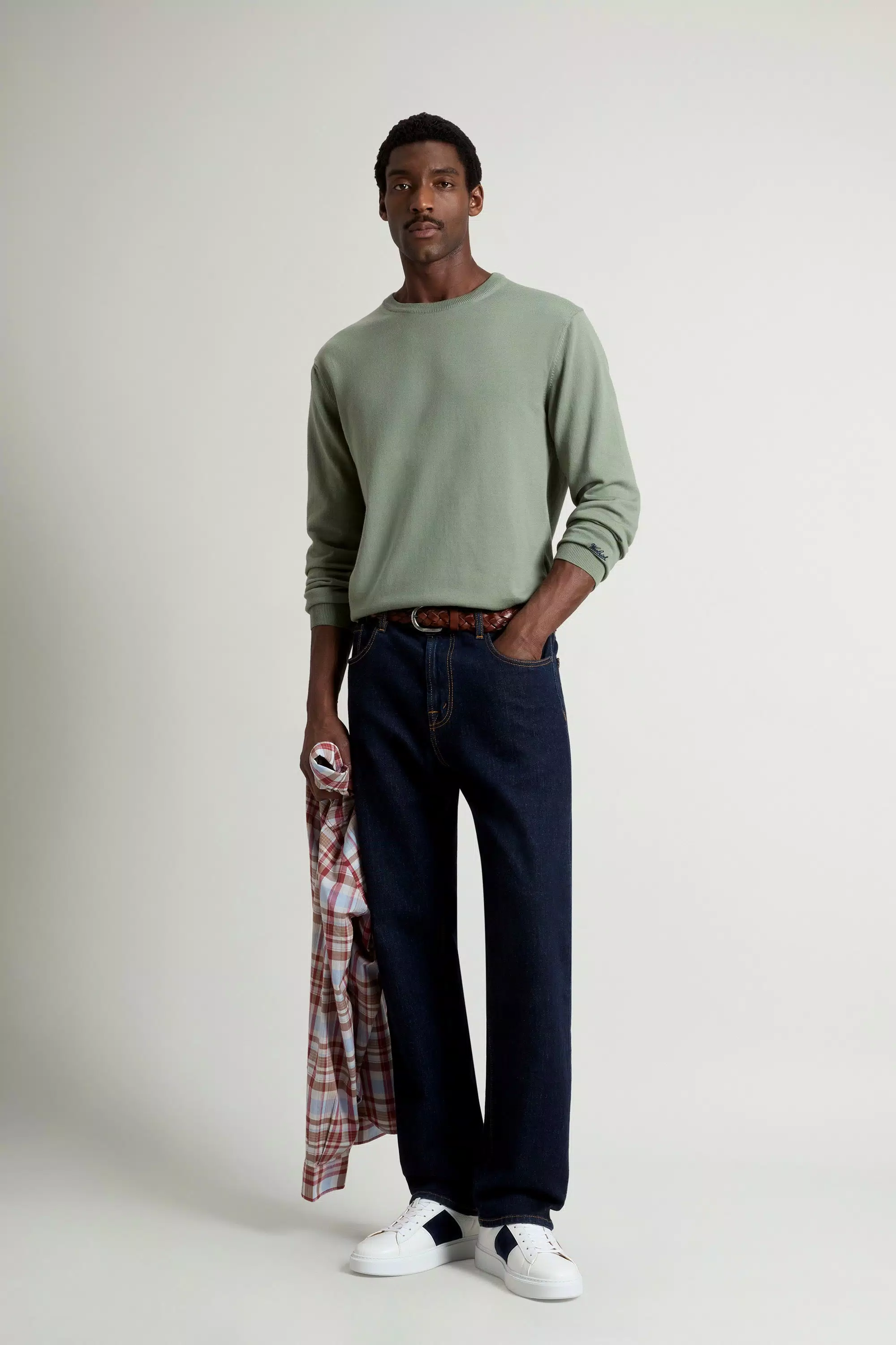 Pullover in Cotone 100% - Olive Fumo Sbiadito