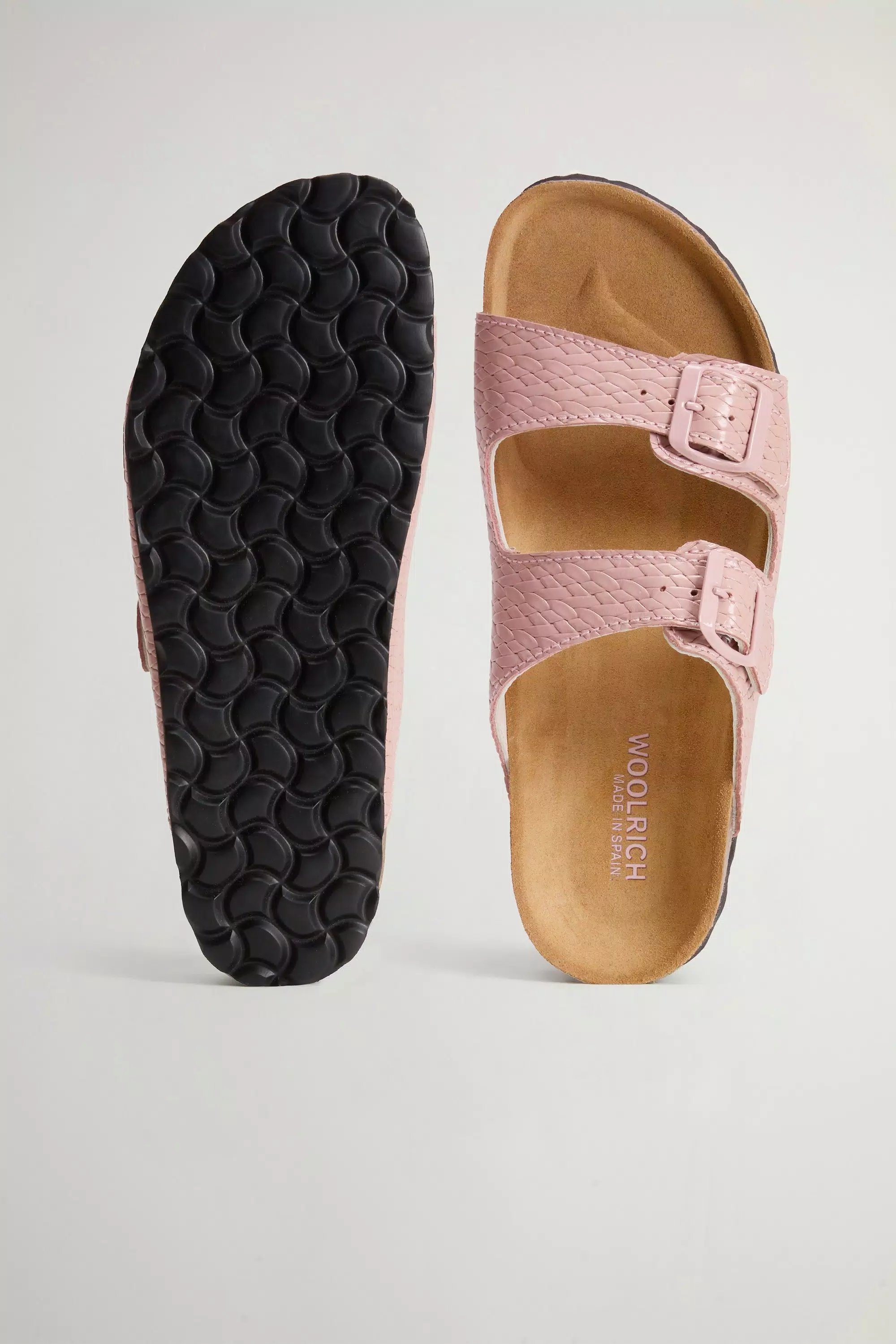 Sandali in Pelle Stamprata con Fibbie - Rosa