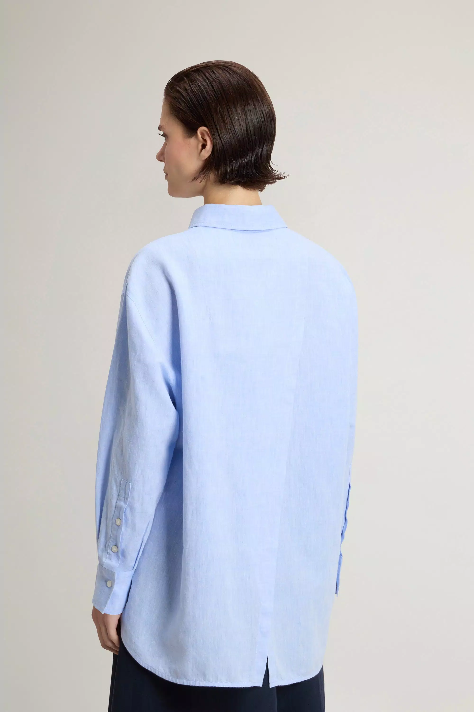 Camicia Boyfriend in Cotone e Lino - Oxford Blu