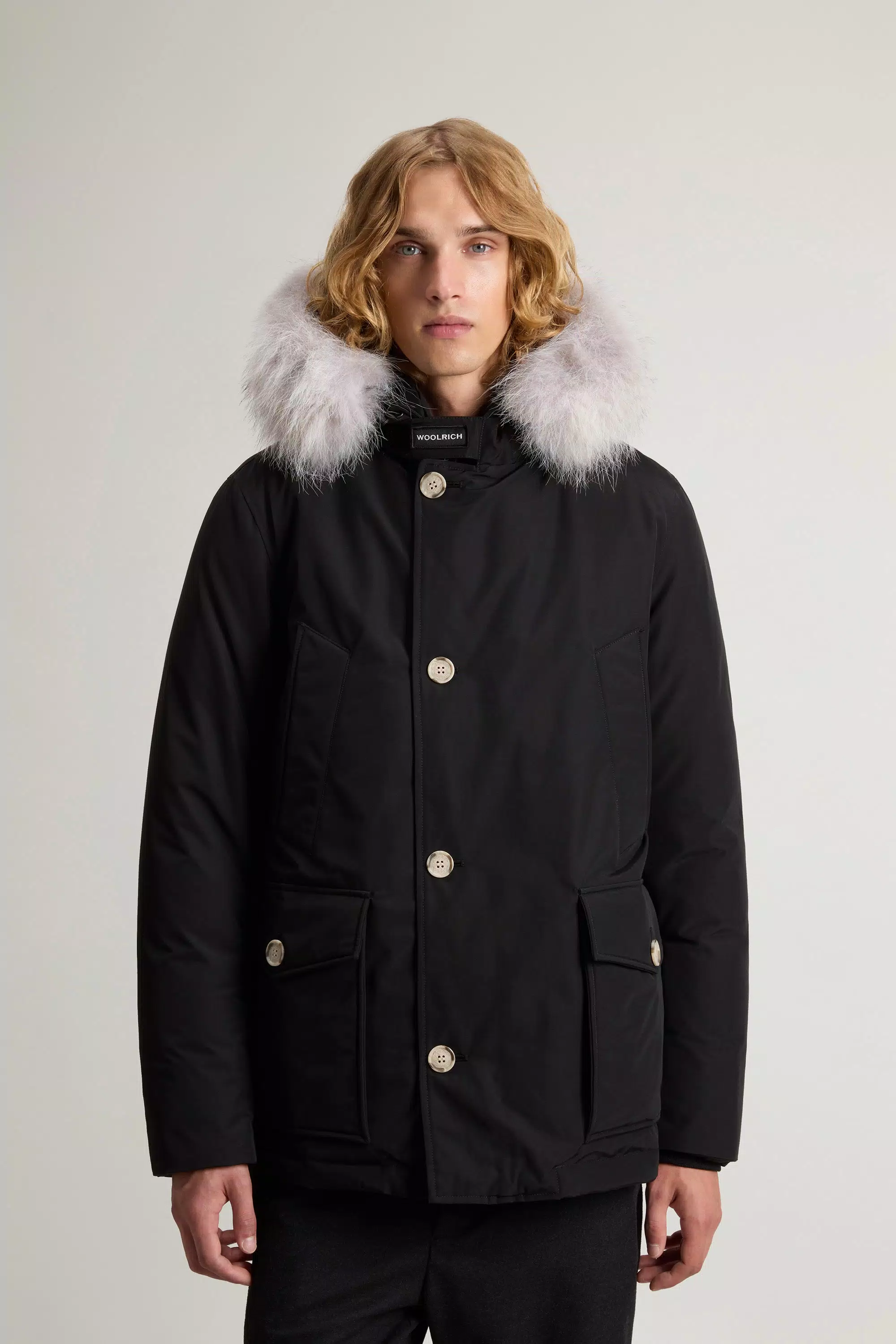 Anorak Artico in Tessuto Ramar con Pelliccia Rimovibile - Nero
