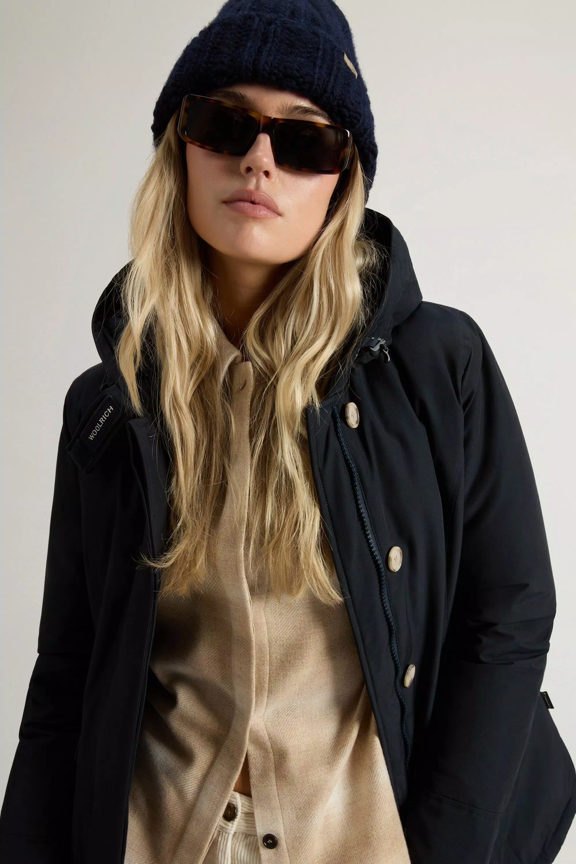 Parka Artica in Tessuto Ramar con Bordo in Pelliccia Rimovibile - Navy Scuro
