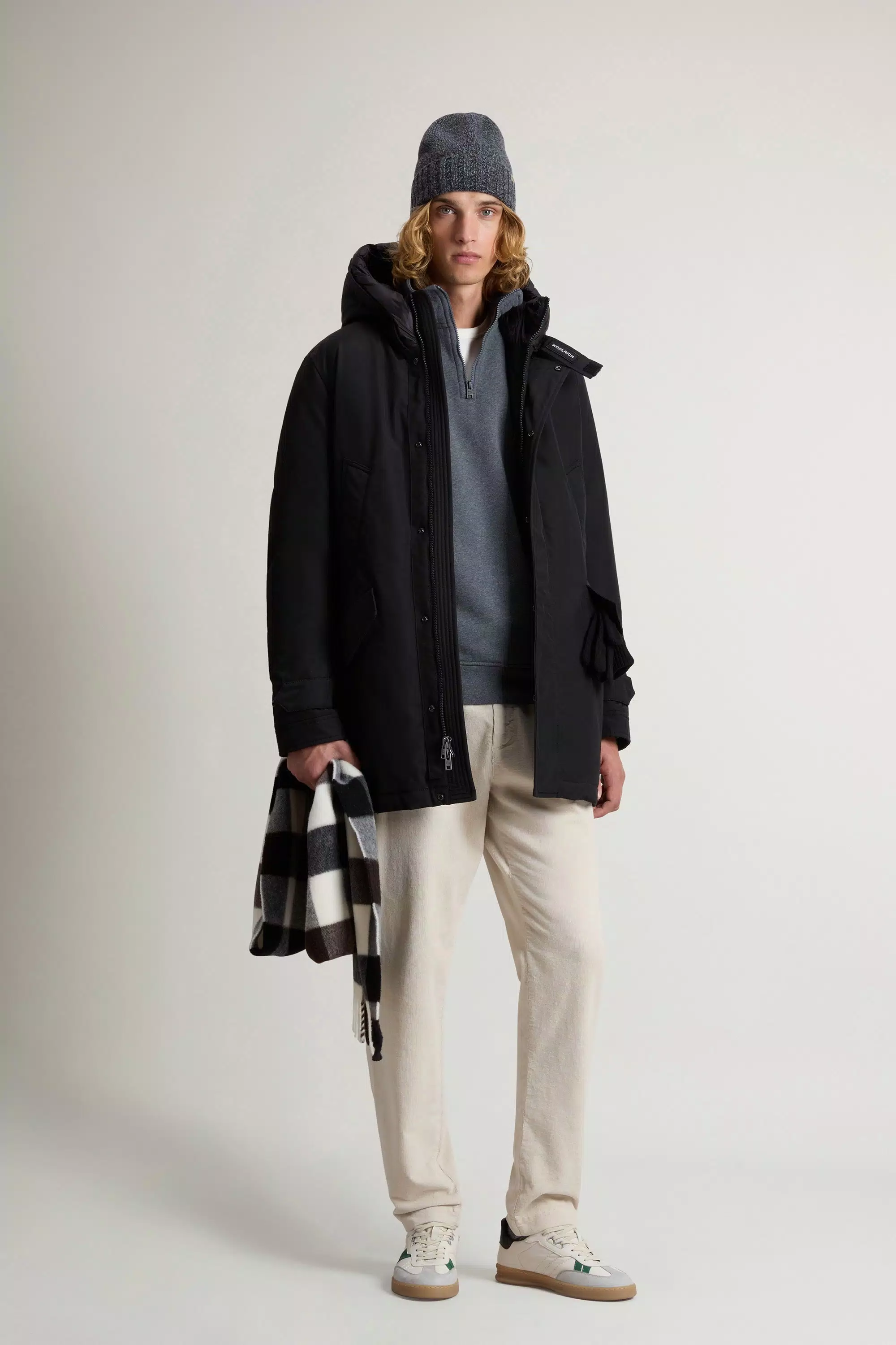 Parka Polare in Tessuto Ramar con Collo Alto - Nero