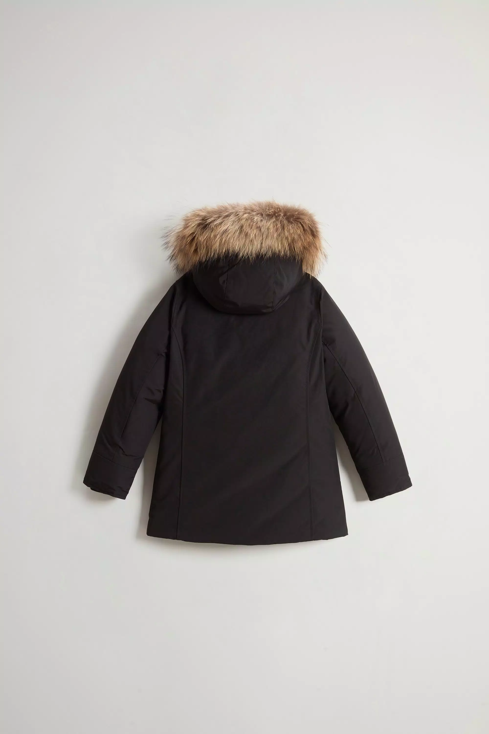 Parka da ragazza con bordo in pelliccia staccabile - Nero