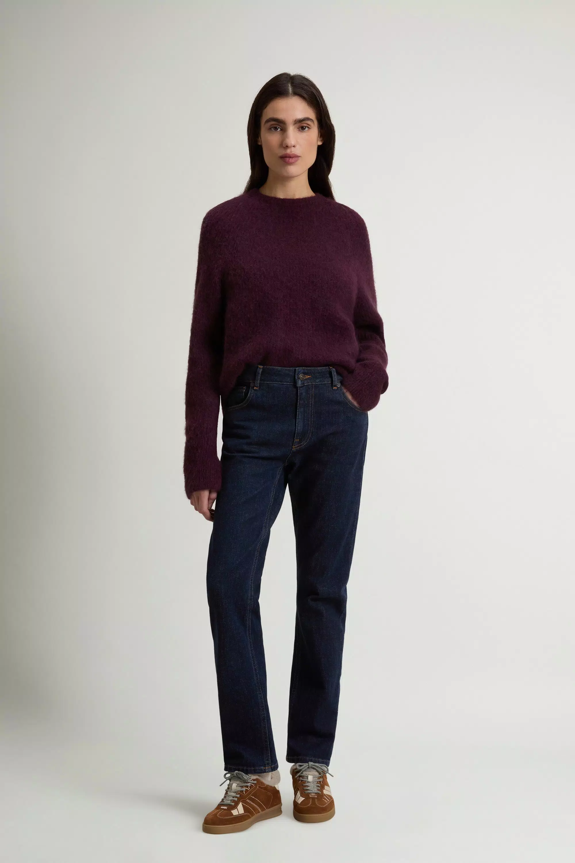 Jeans a Cinque Tasche in Denim di Cotone Elasticizzato - Lavaggio Rinsato
