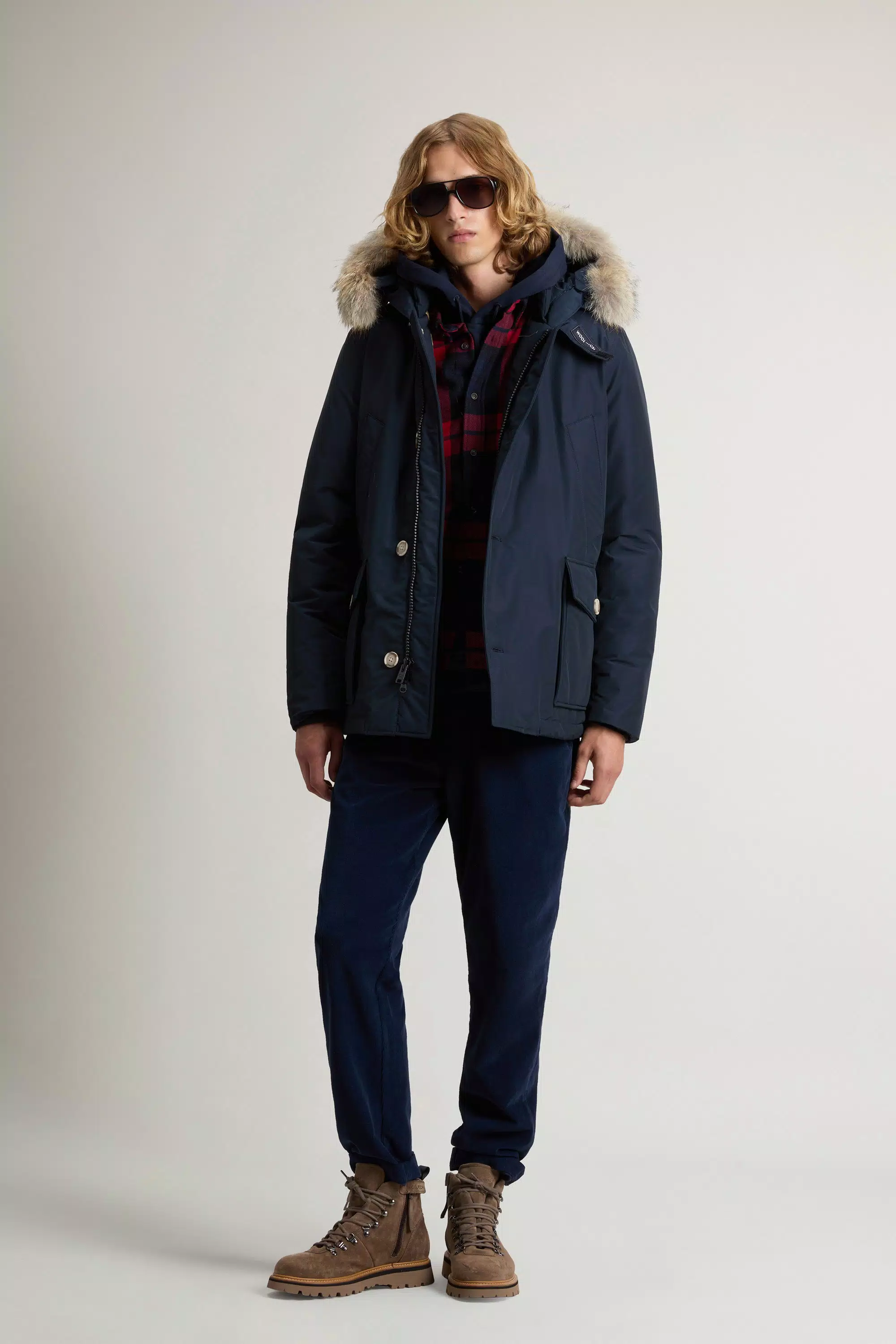 Anorak Polare in Tessuto Ramar con Pelliccia Rimovibile - Blu Melton
