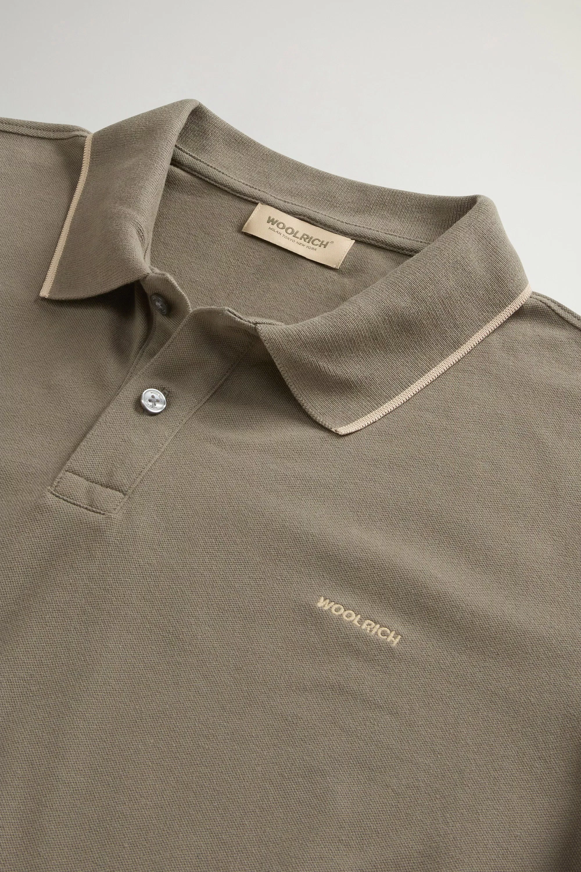 Maglietta Polo Monterey in Piqué di Cotone Elasticizzato - Oliva Fumé