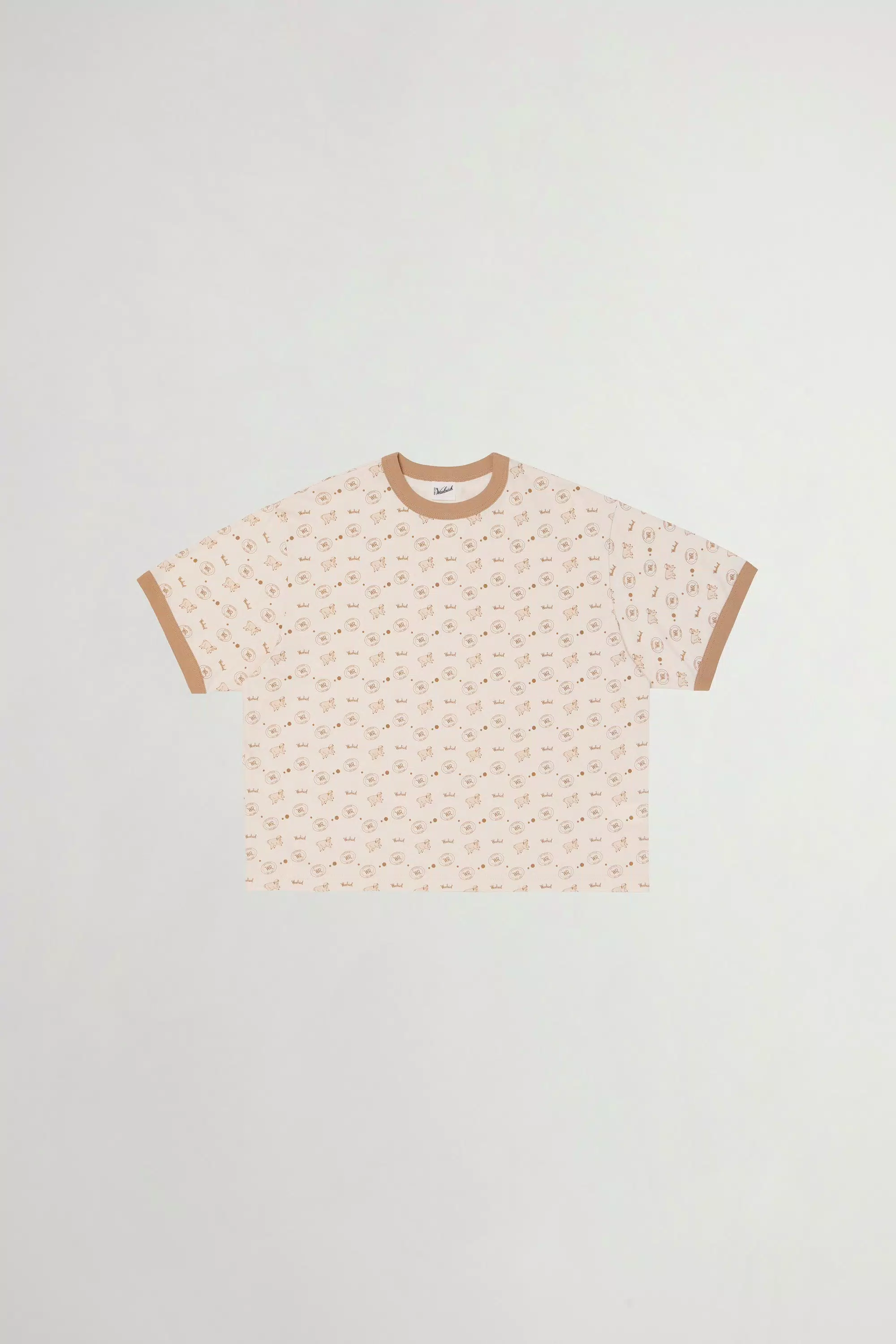 T-shirt Ringer in Cotone Puro Stampato - Beige