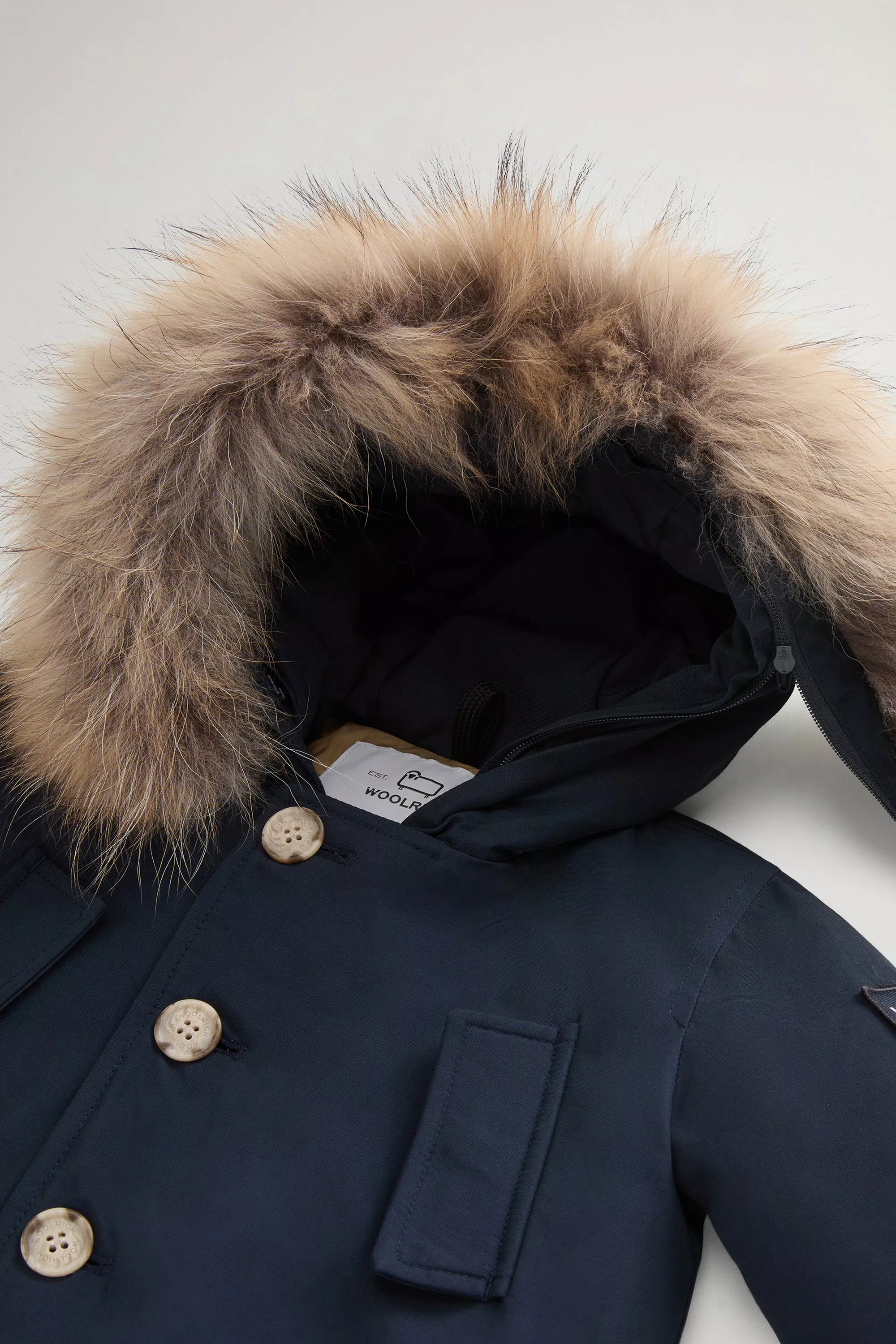 Parka in Tessuto Ramar per Bambini con Dettaglio Pelliccia Rimovibile - Melton Blu