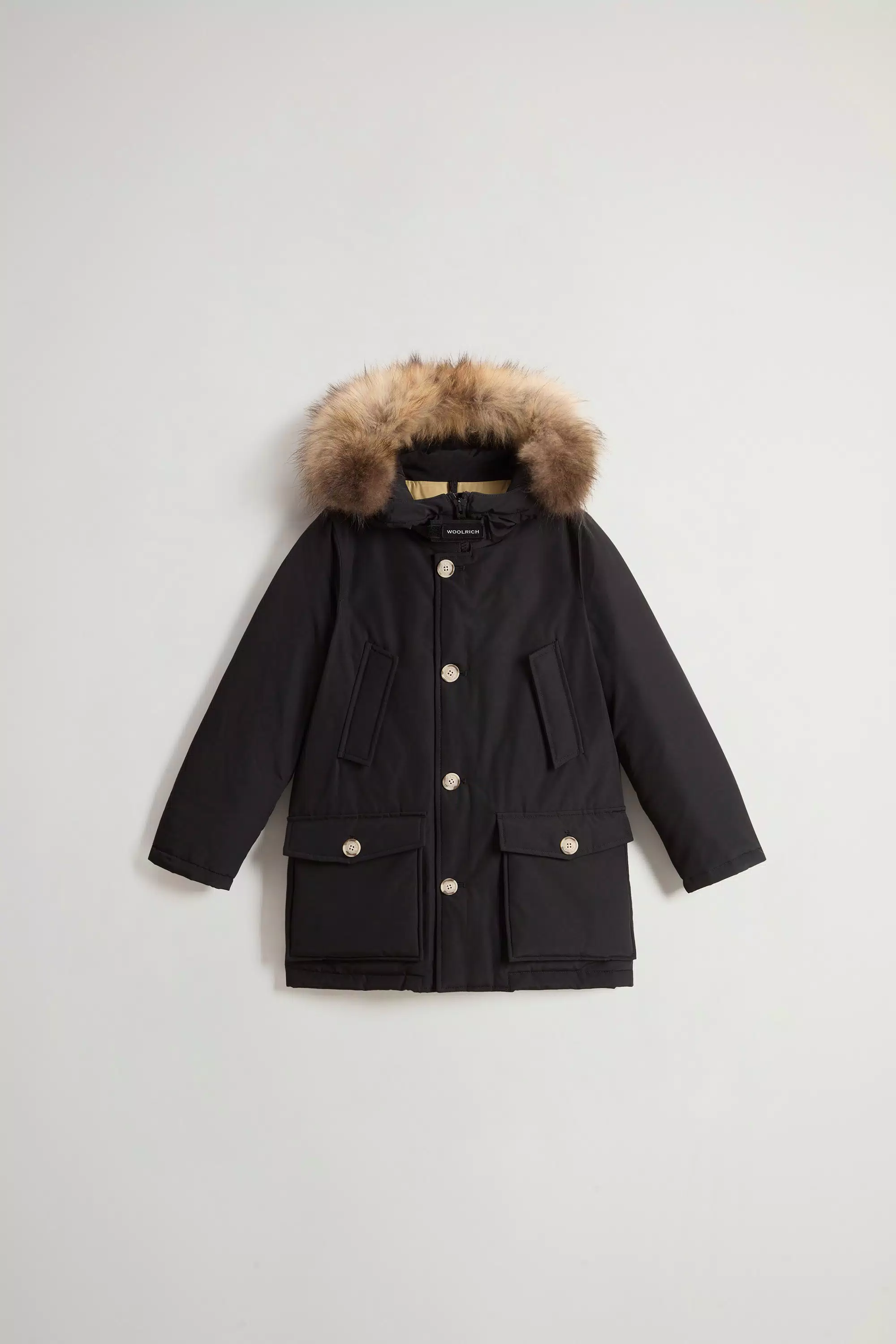 Giubbotto Arctic per Bambini in Tessuto Ramar con Pelliccia Rimovibile - Nero
