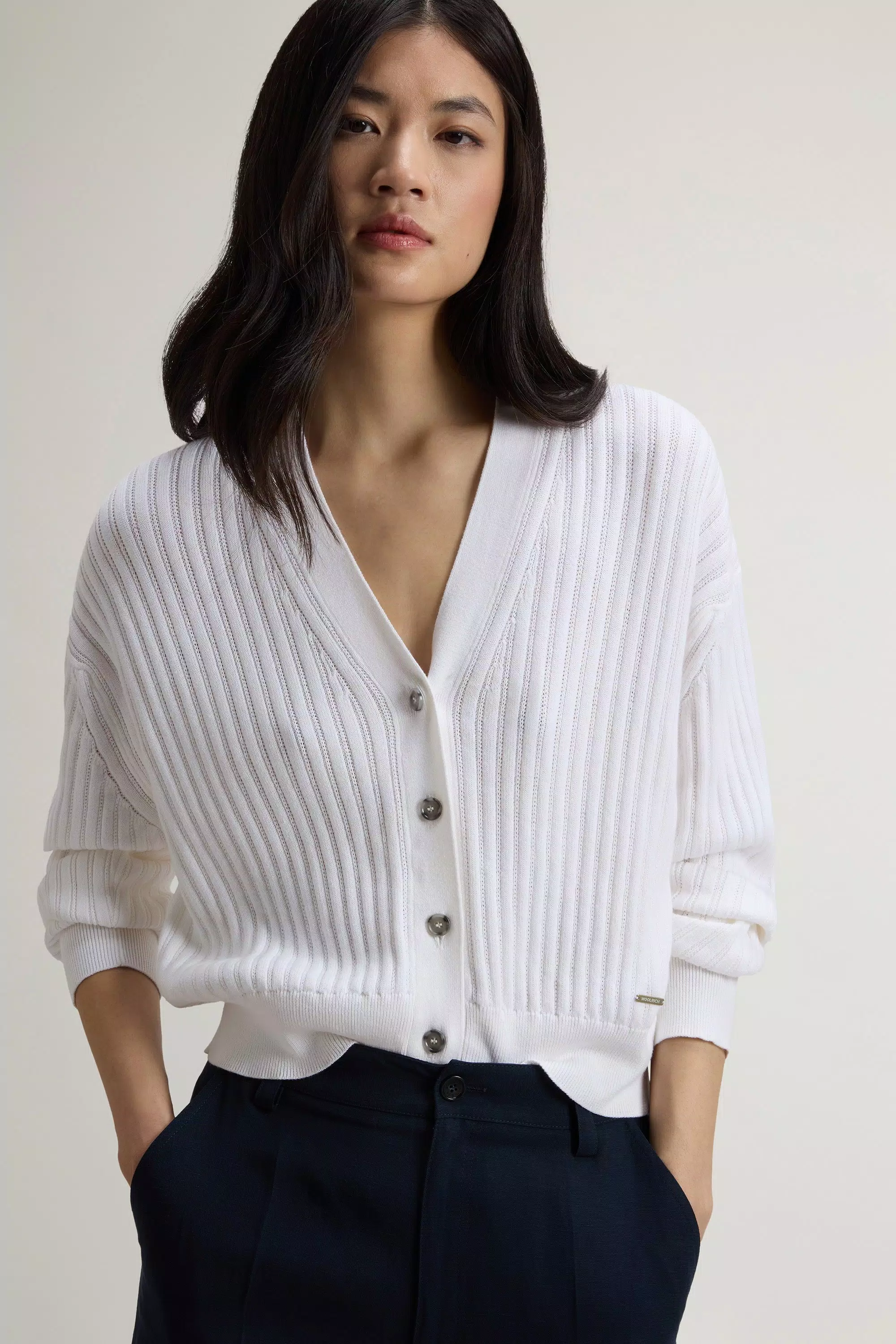 Cardigan in Cotone Puro - Bianco Artico