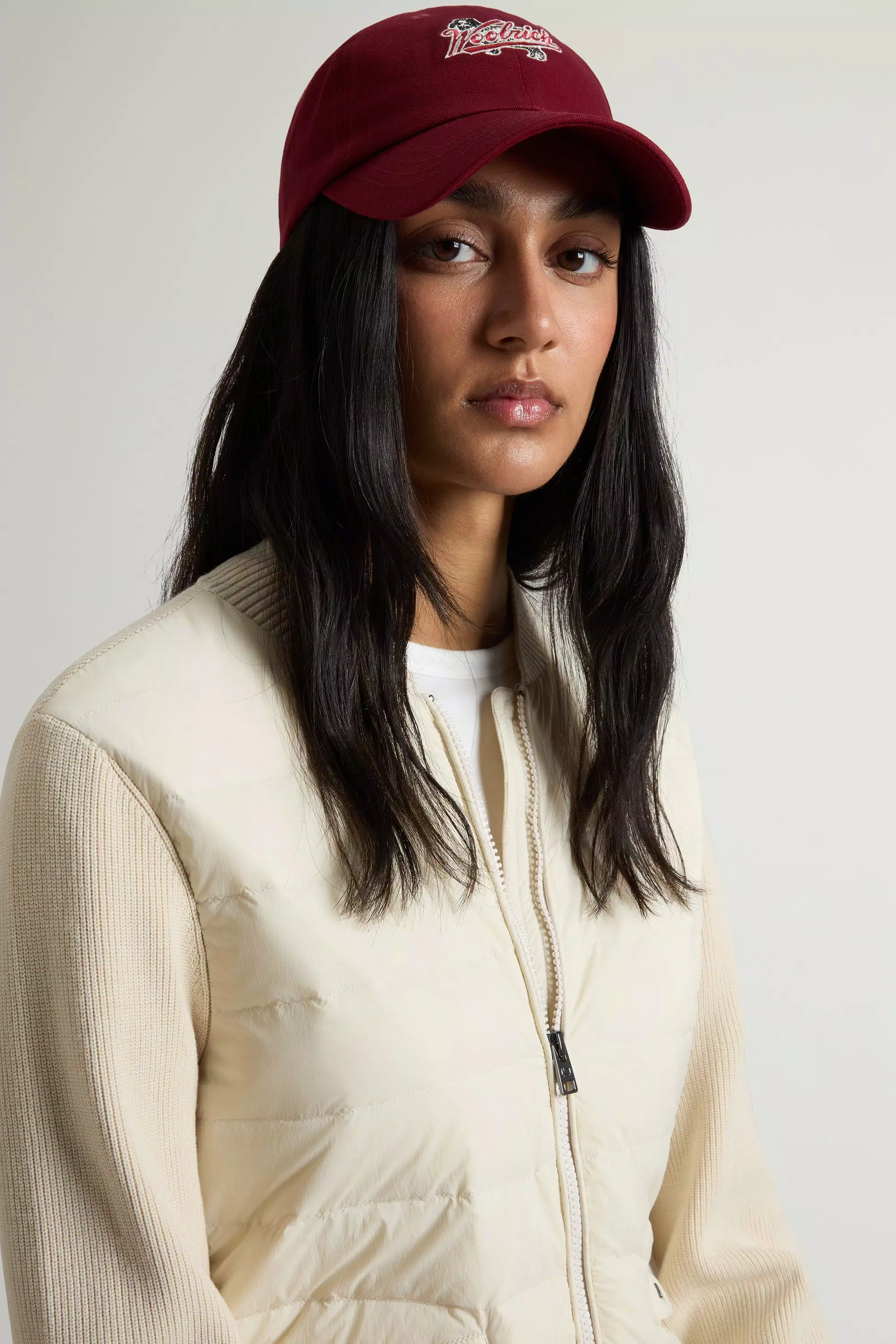 Giacca bomber ibrida in nylon - Crema latte