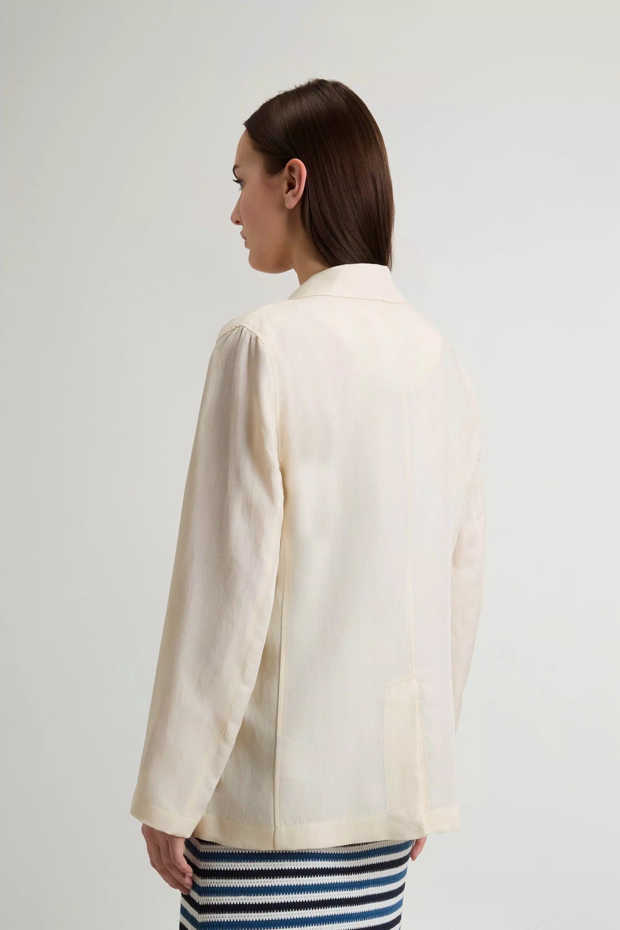 Blazer in Miscela di Lino - Crema Latte
