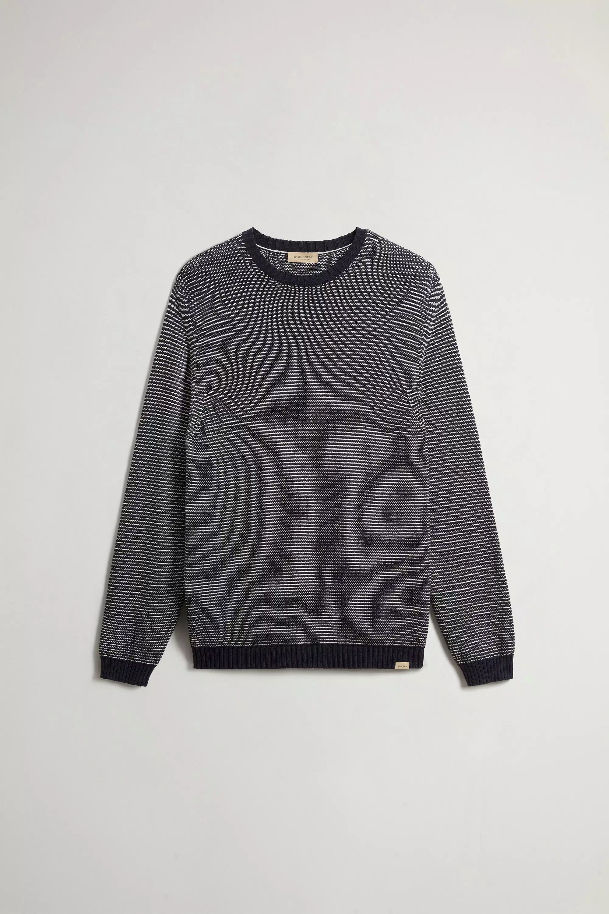 Pullover a collo a righe in misto cotone - Strisce blu