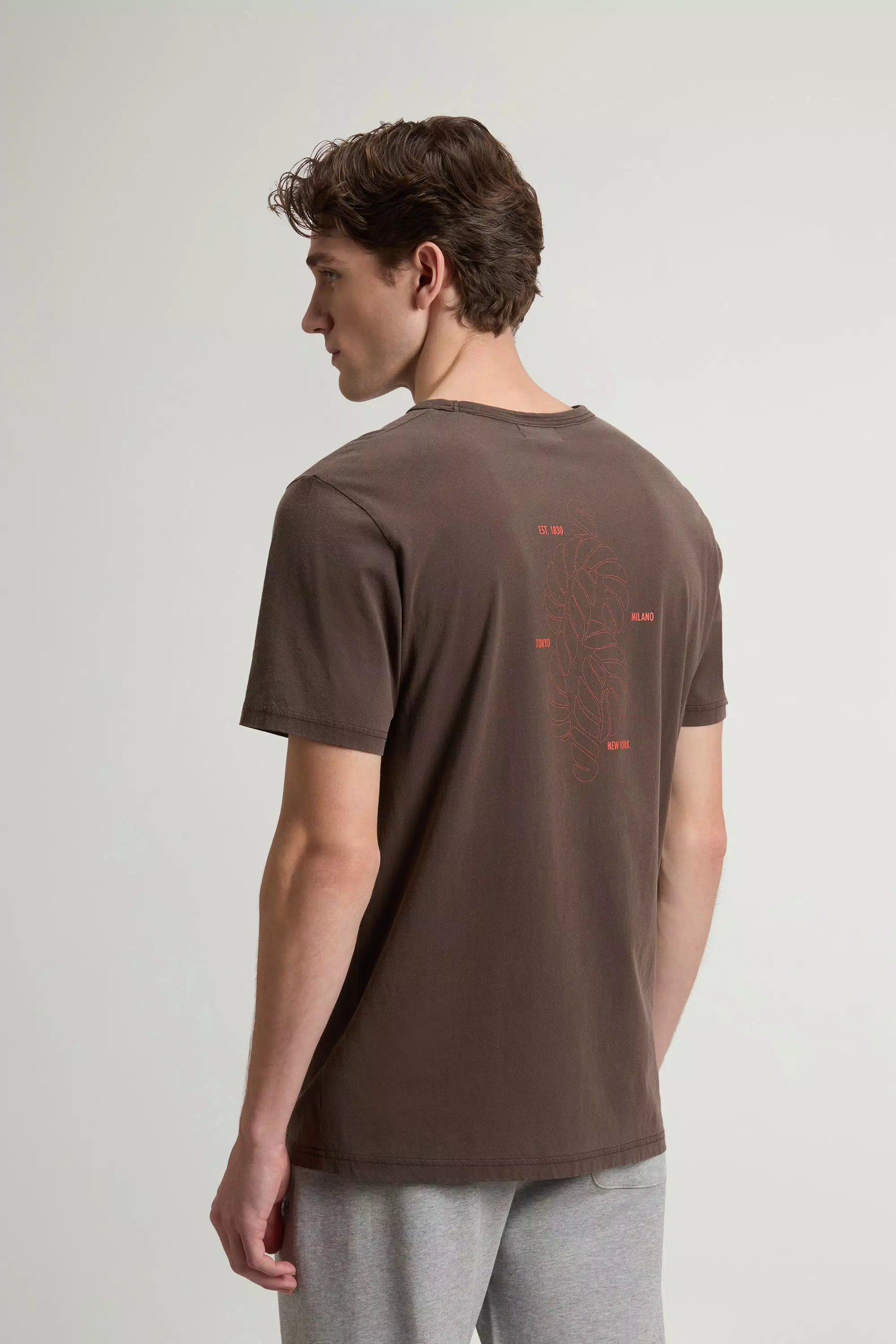 T-shirt in Cotone Puro con Tintura Tessile - Nero Slate Finito