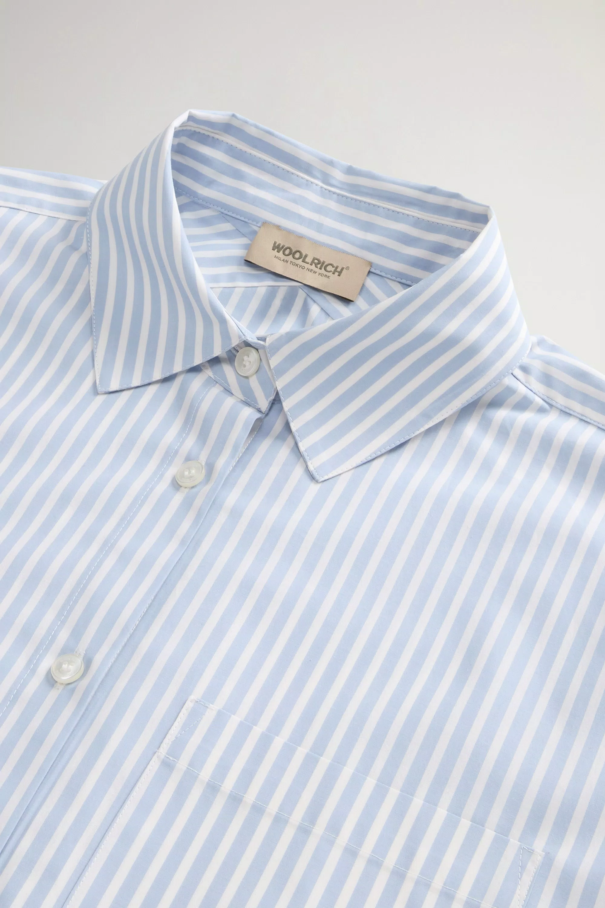 Camicia Boyfriend in Popeline di Cotone Puro a Strisce - Strisce Blu