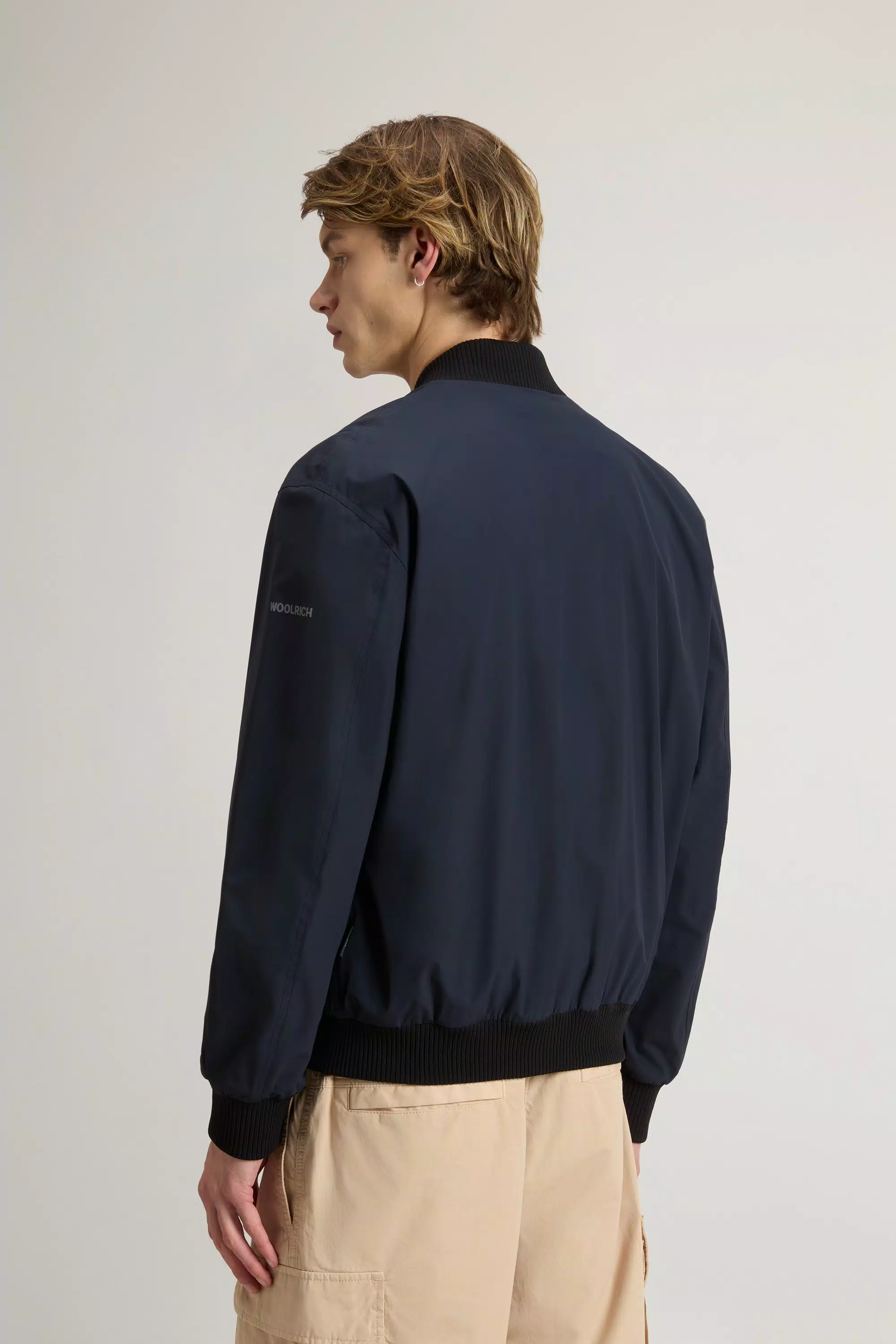 Giacca Bomber in Nylon Elasticizzato con Finitura Opaca - Melton Blu