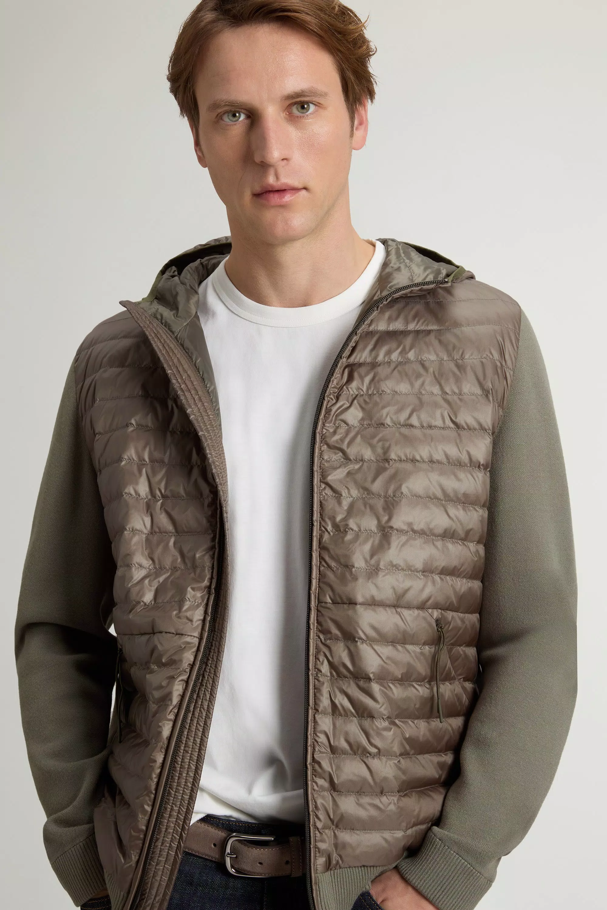 Giubbotto ibrido Allen in nylon ripstop - Olive fumo