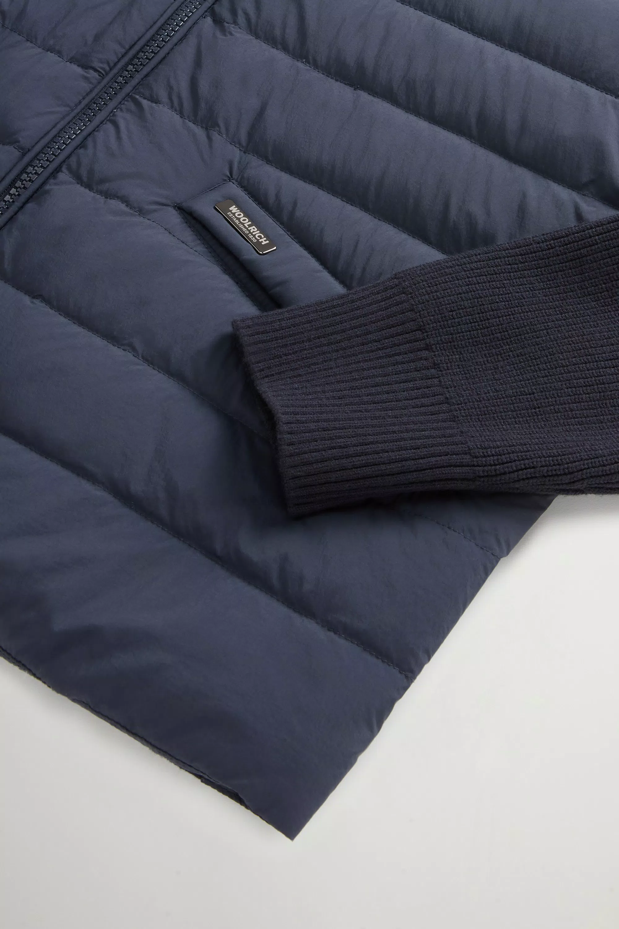 Giacca bomber ibrida in nylon - Melton blu sbiadito