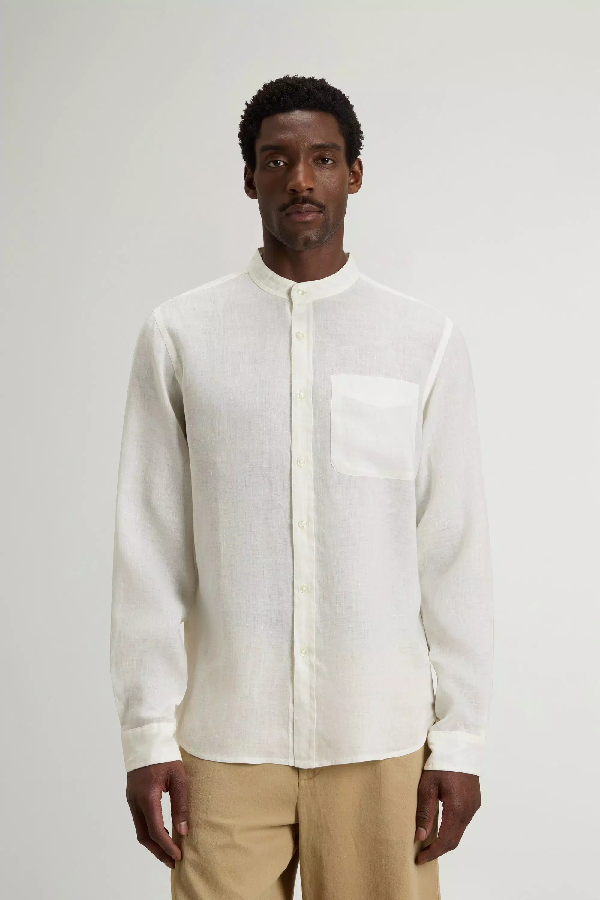Camicia in Lino Puro Tinta in Fabbrica - Bianco Artico