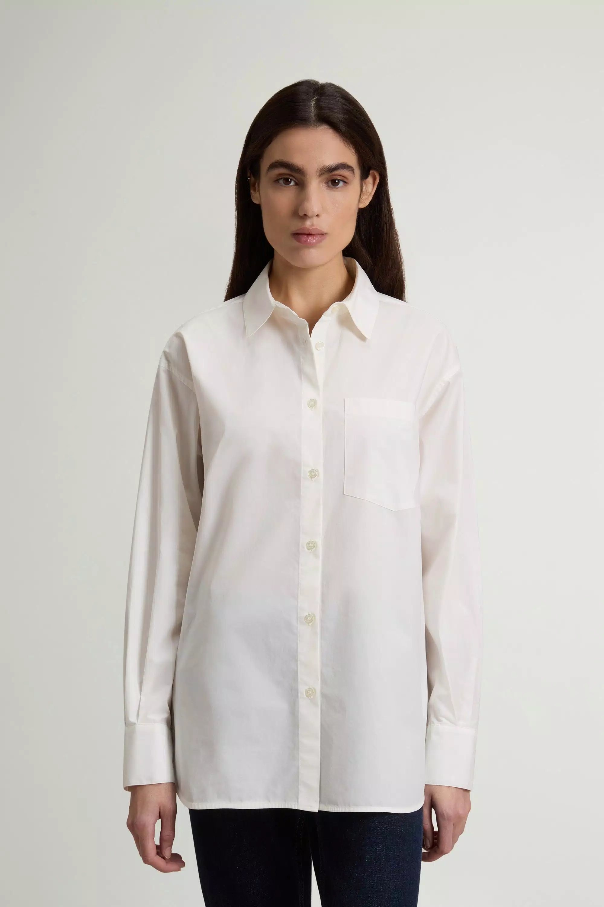 Camicia Boyfriend in Popeline di Cotone Puro - Bianco Artico