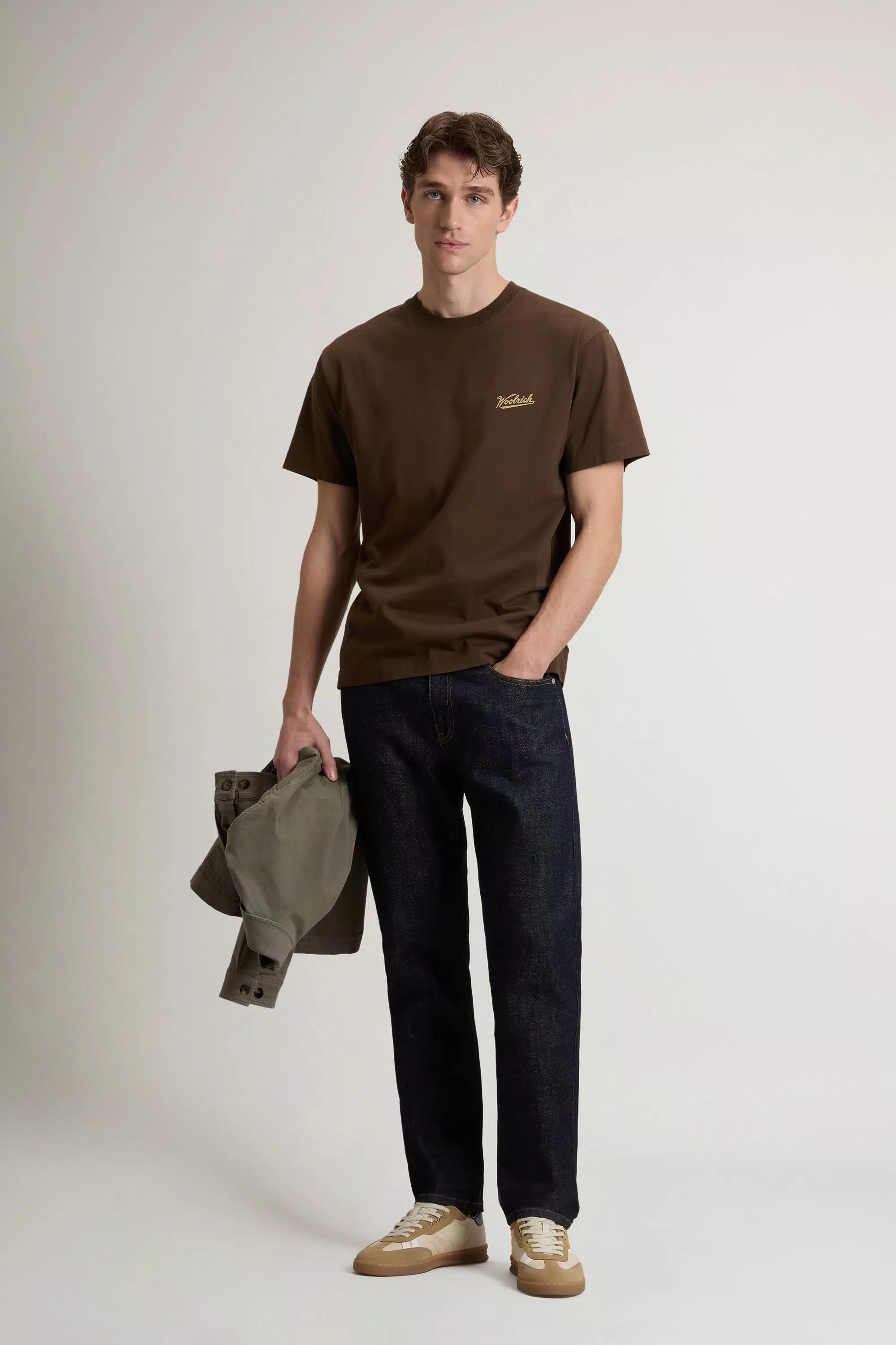 T-Shirt in Cotone Puro con Logo - Nero Grigio