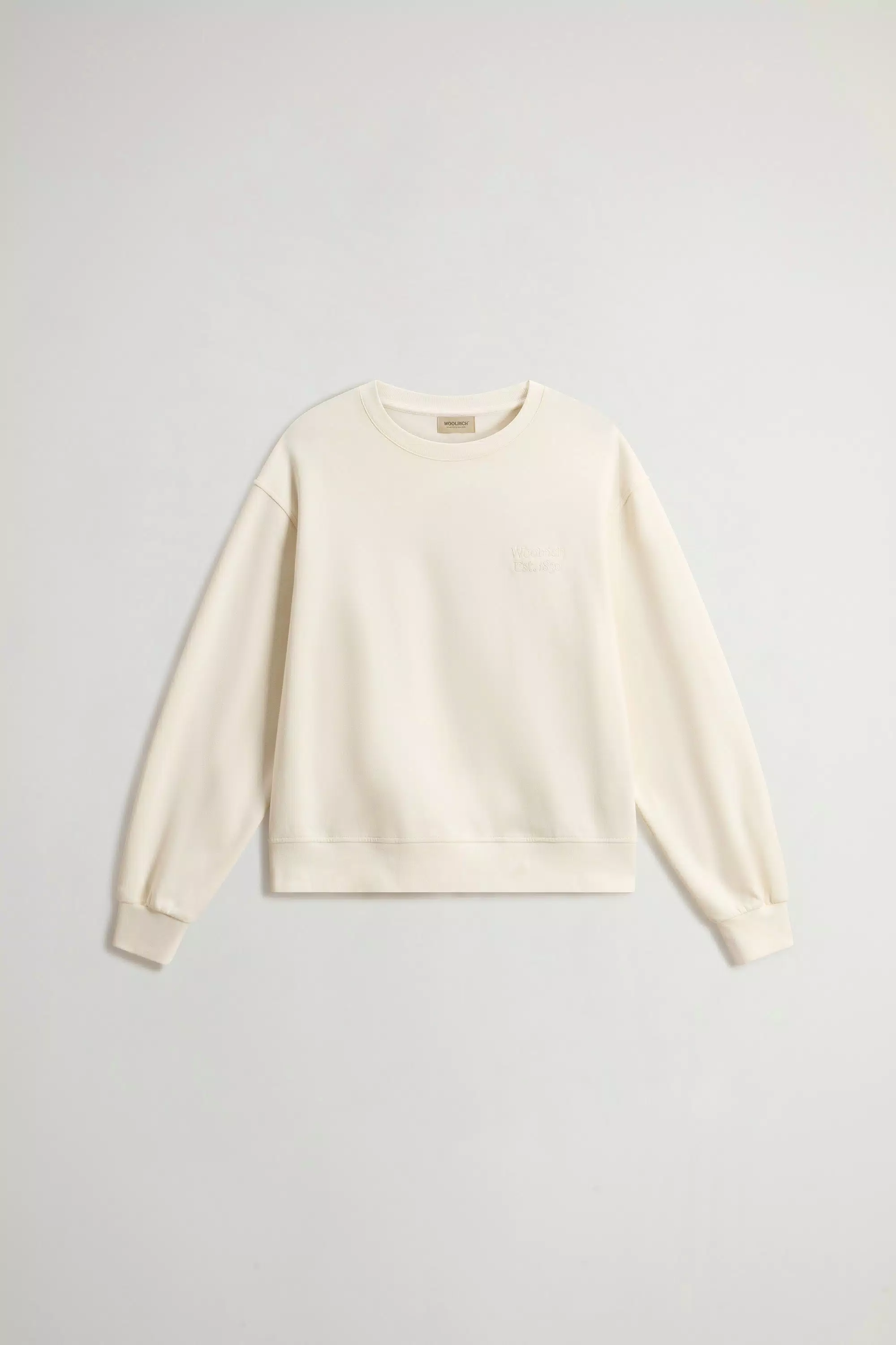Felpa girocollo in interlock in misto cotone - Crema latte