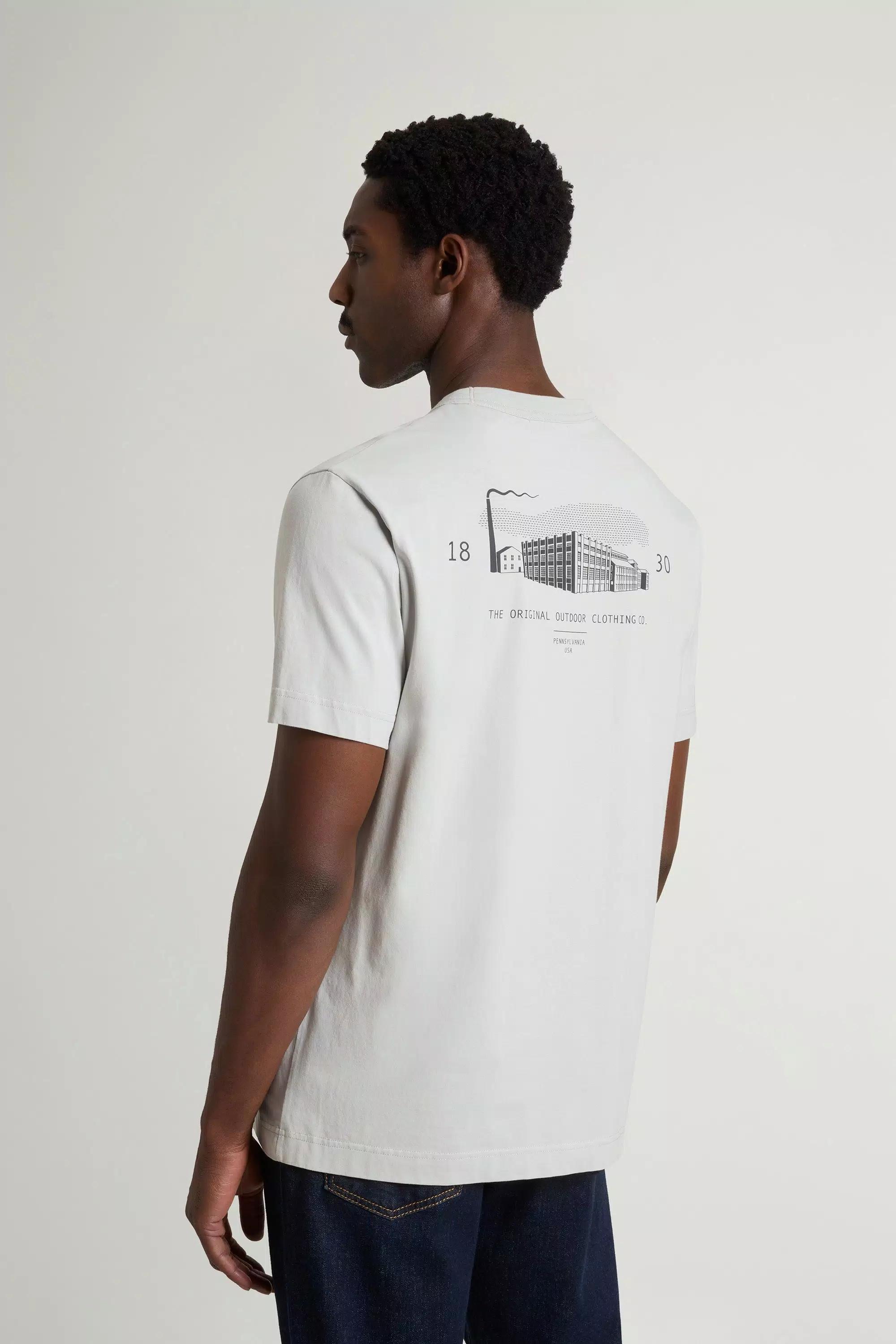 T-Shirt in Cotone Puro con Taschino - Harbor Mist