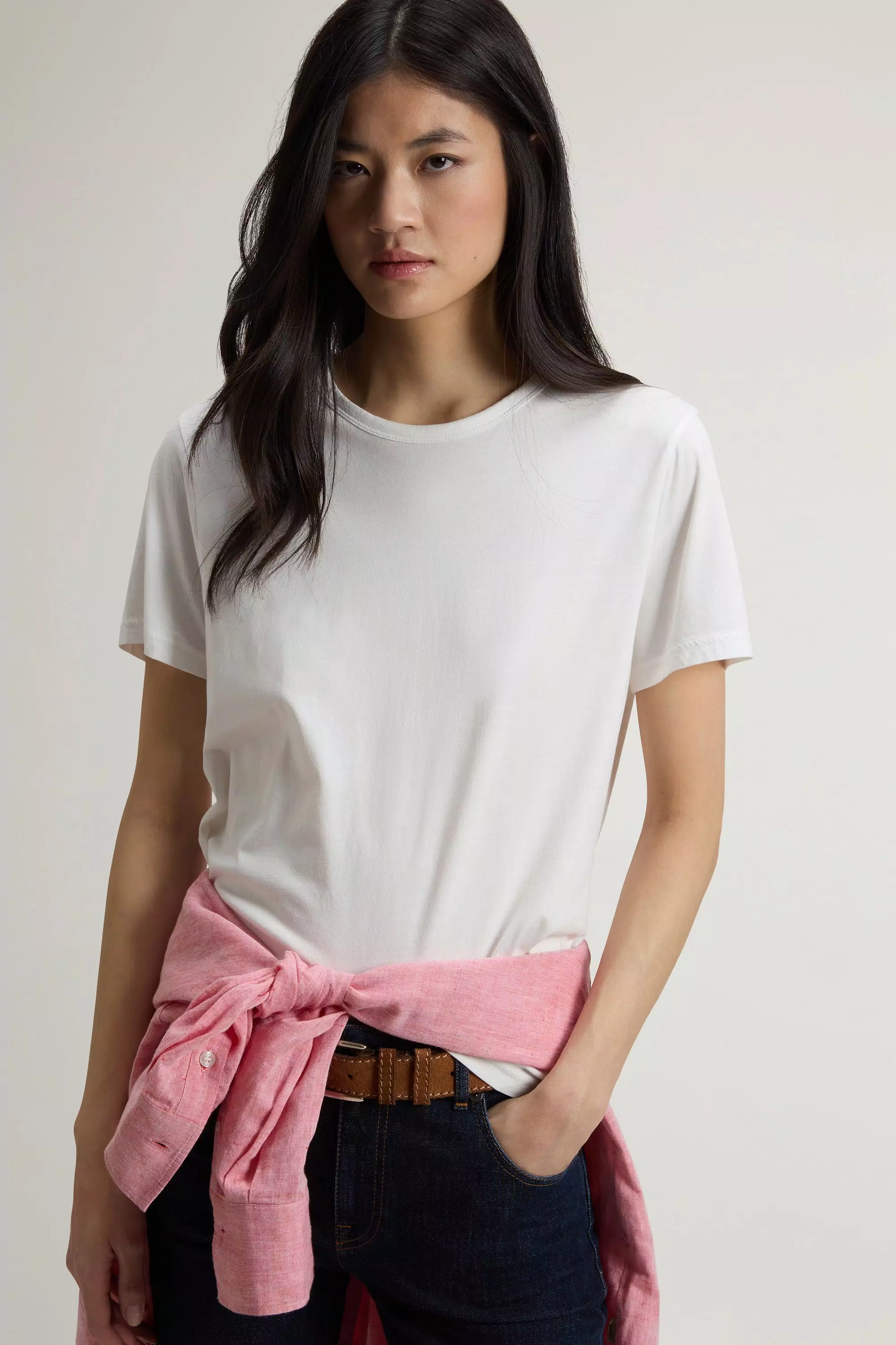 T-Shirt Lusso in Cotone-Misto - Bianco Polare