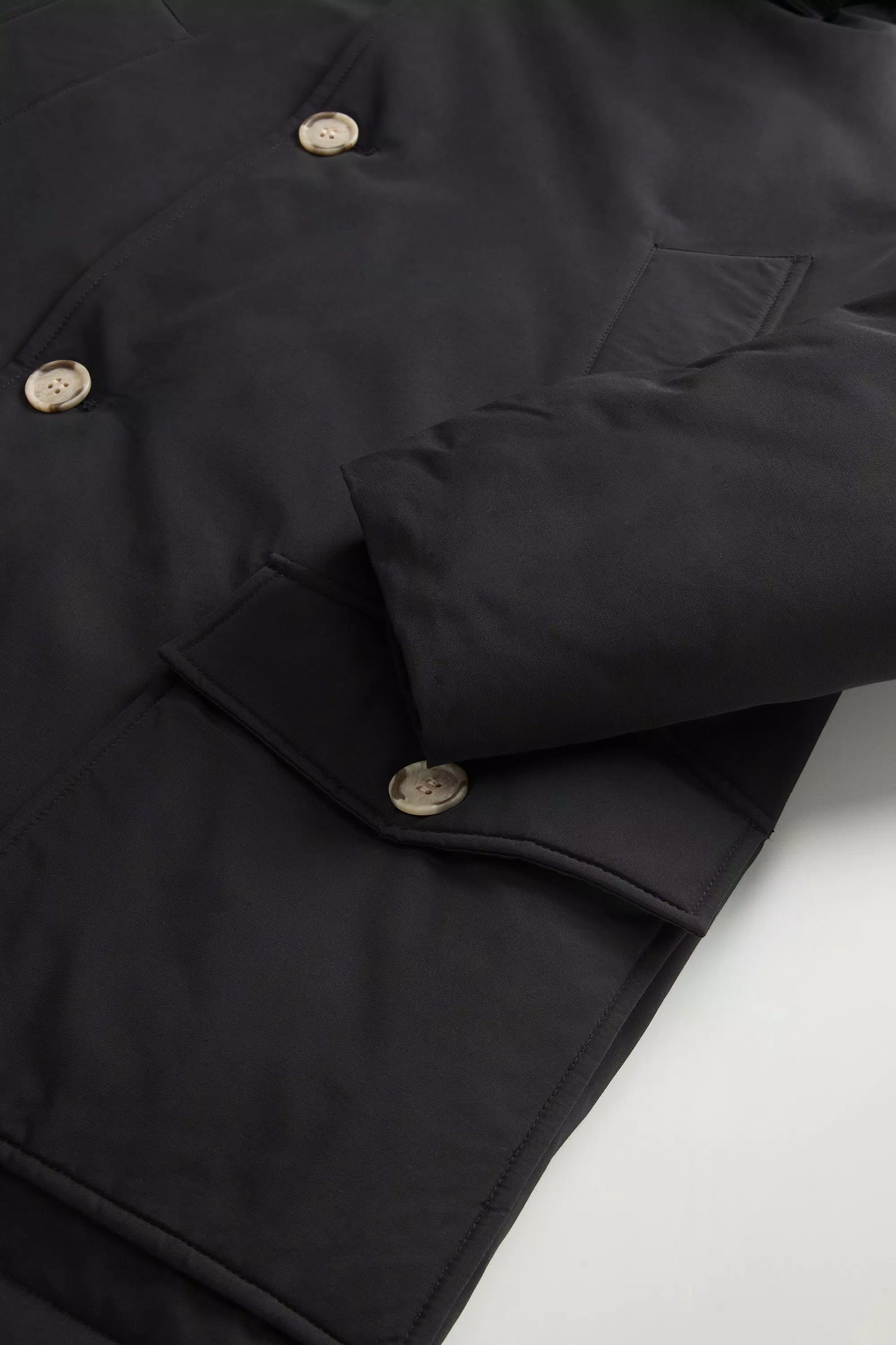 Anorak Artico in Tessuto Ramar con Pelliccia Rimovibile - Nero