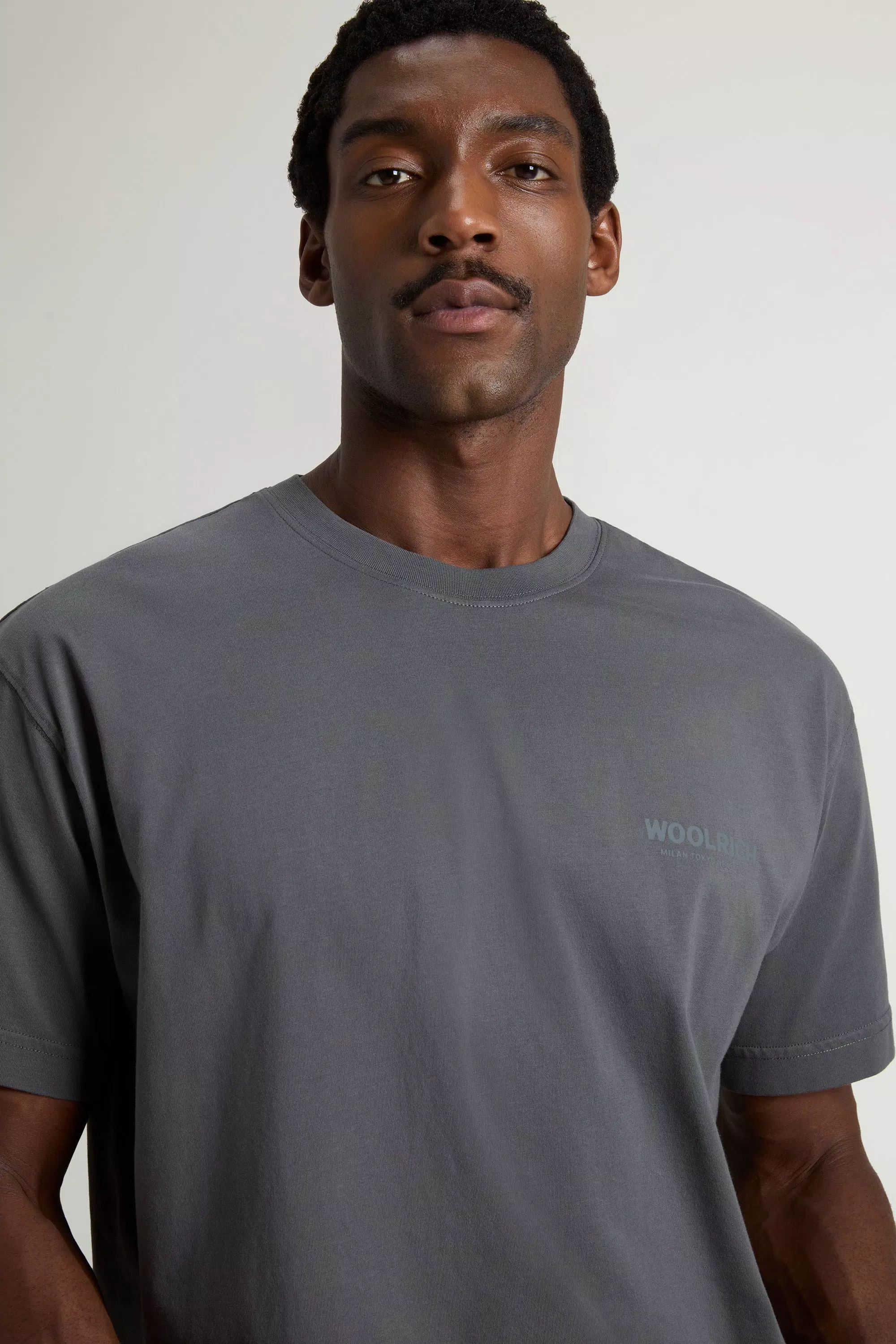T-Shirt in Cotone Puro con Logo - Grigio Ombra