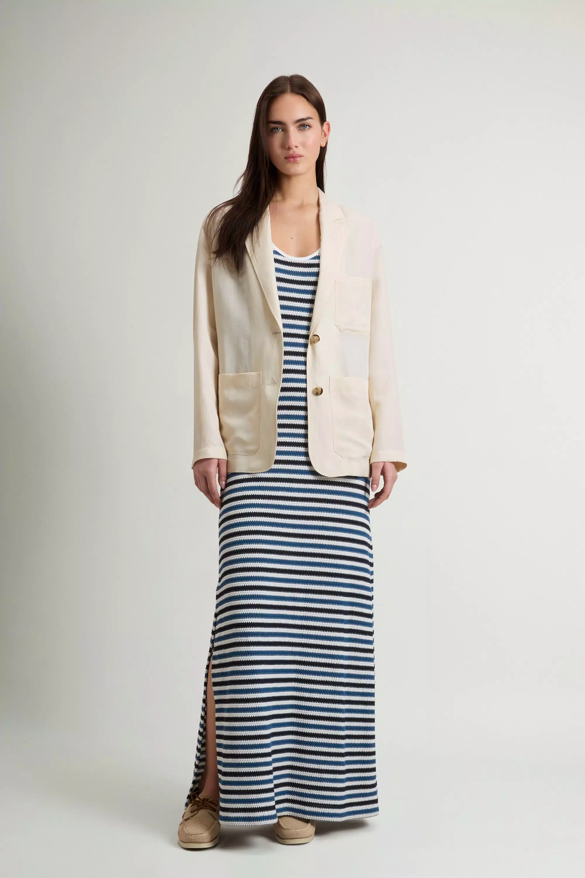 Blazer in Miscela di Lino - Crema Latte