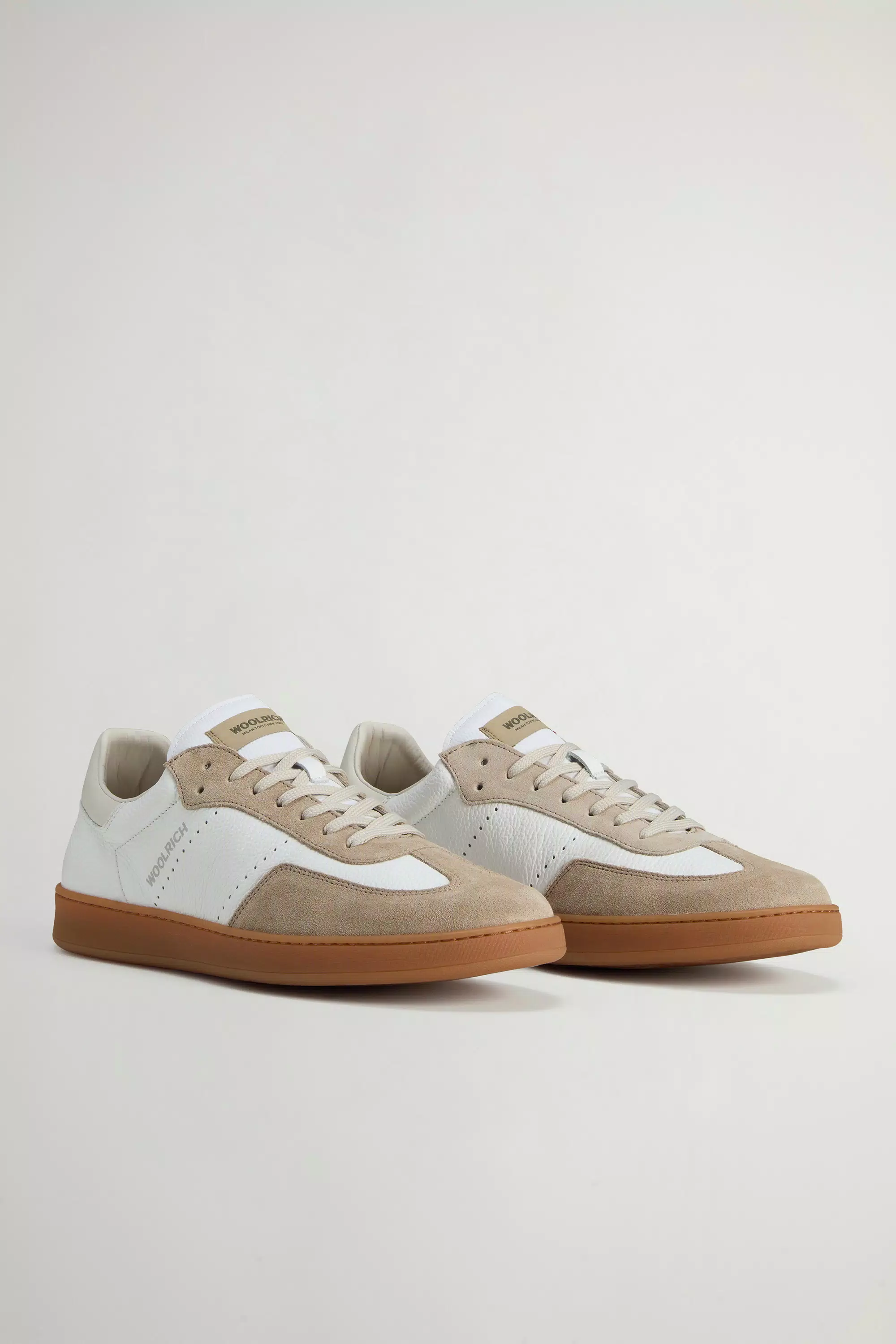 Scarpe da Ginnastica Swing Court in Pelle Sbucciata con Dettagli in Suede - Beige Bianco
