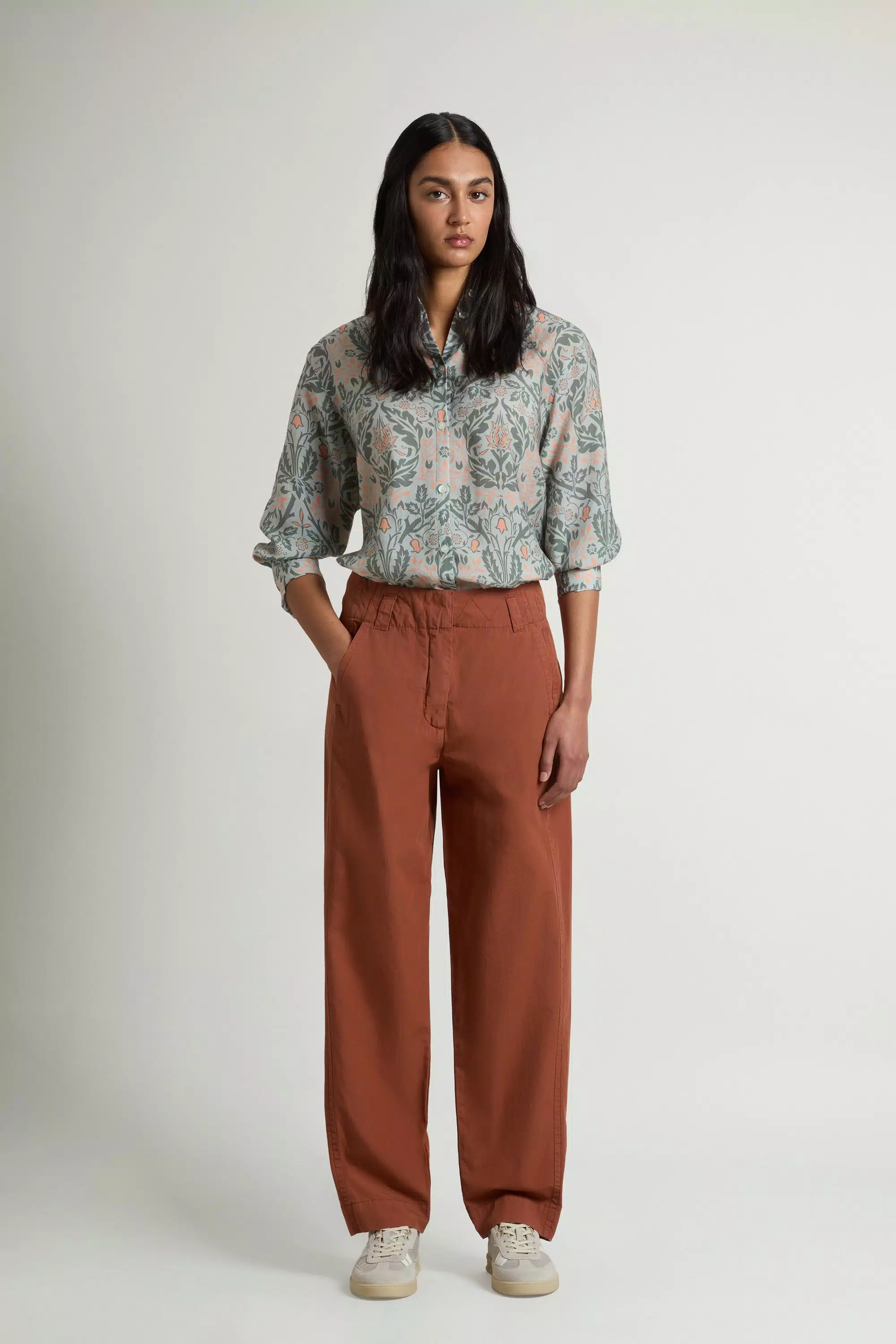 Pantaloni Carota Tinti in Popeline di Cotone Puro - Acorn