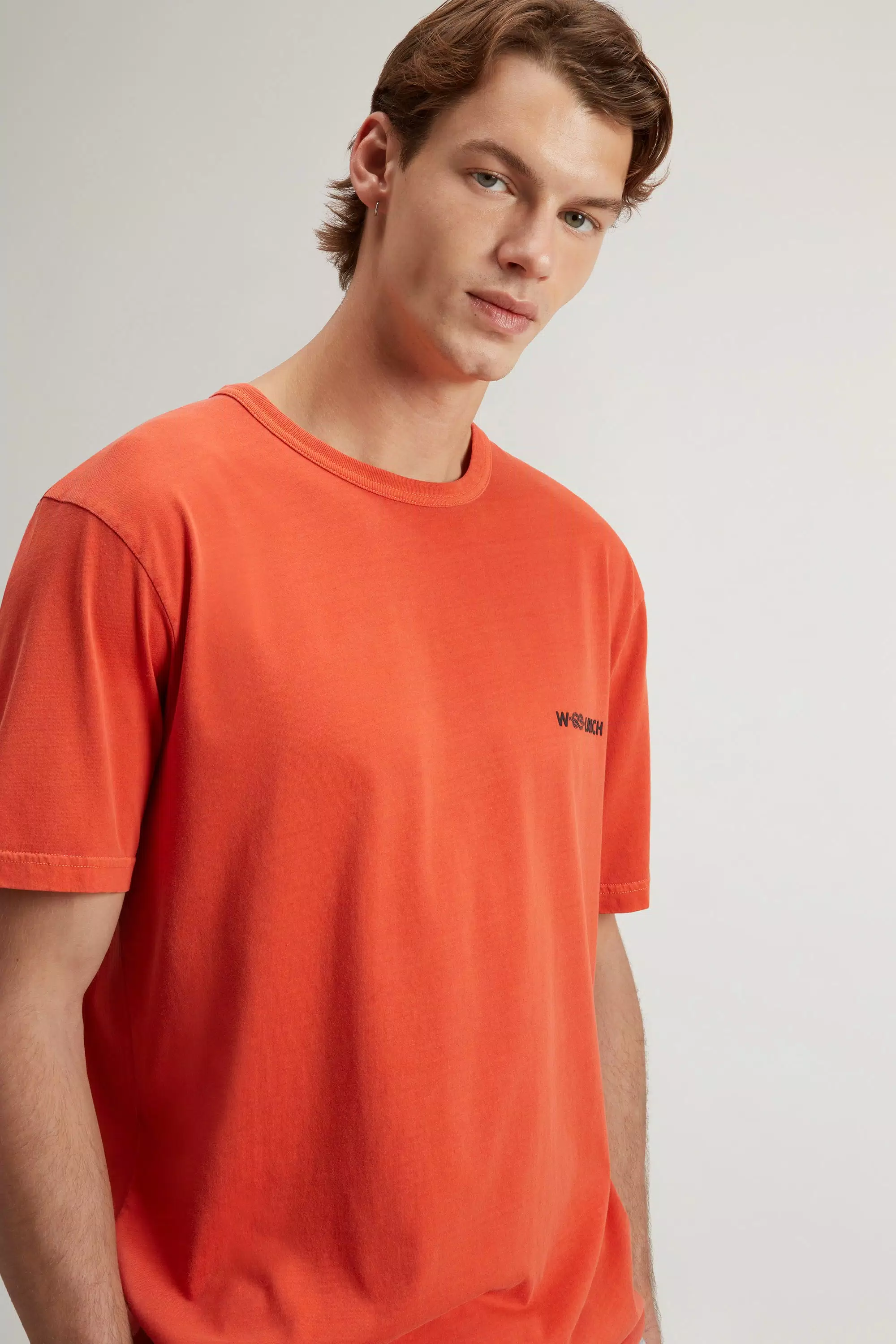 T-shirt in cotone puro tintato in fabbrica - Zucca sbiadita