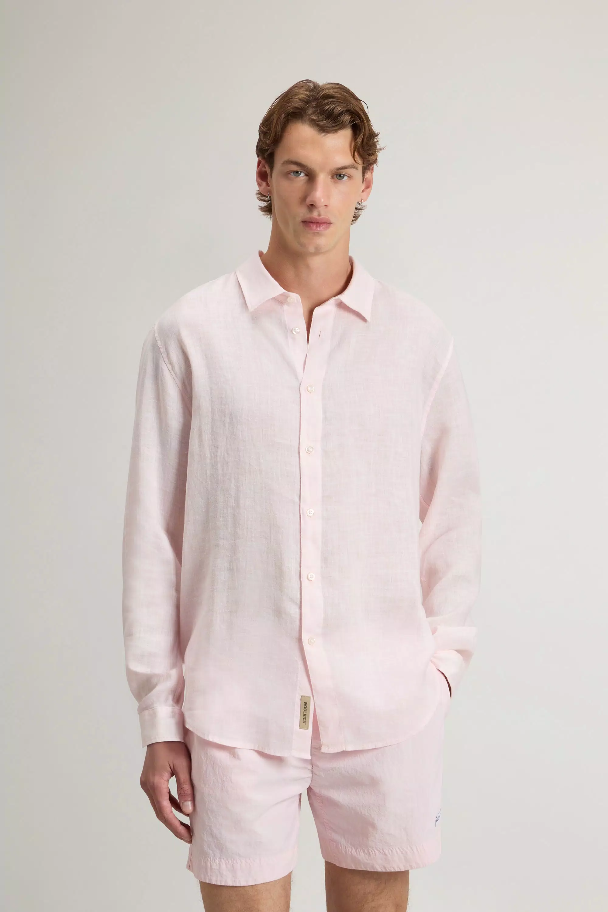 Camicia in Lino Puro Tinteggiata in Fabbrica - Lilla Chiaro