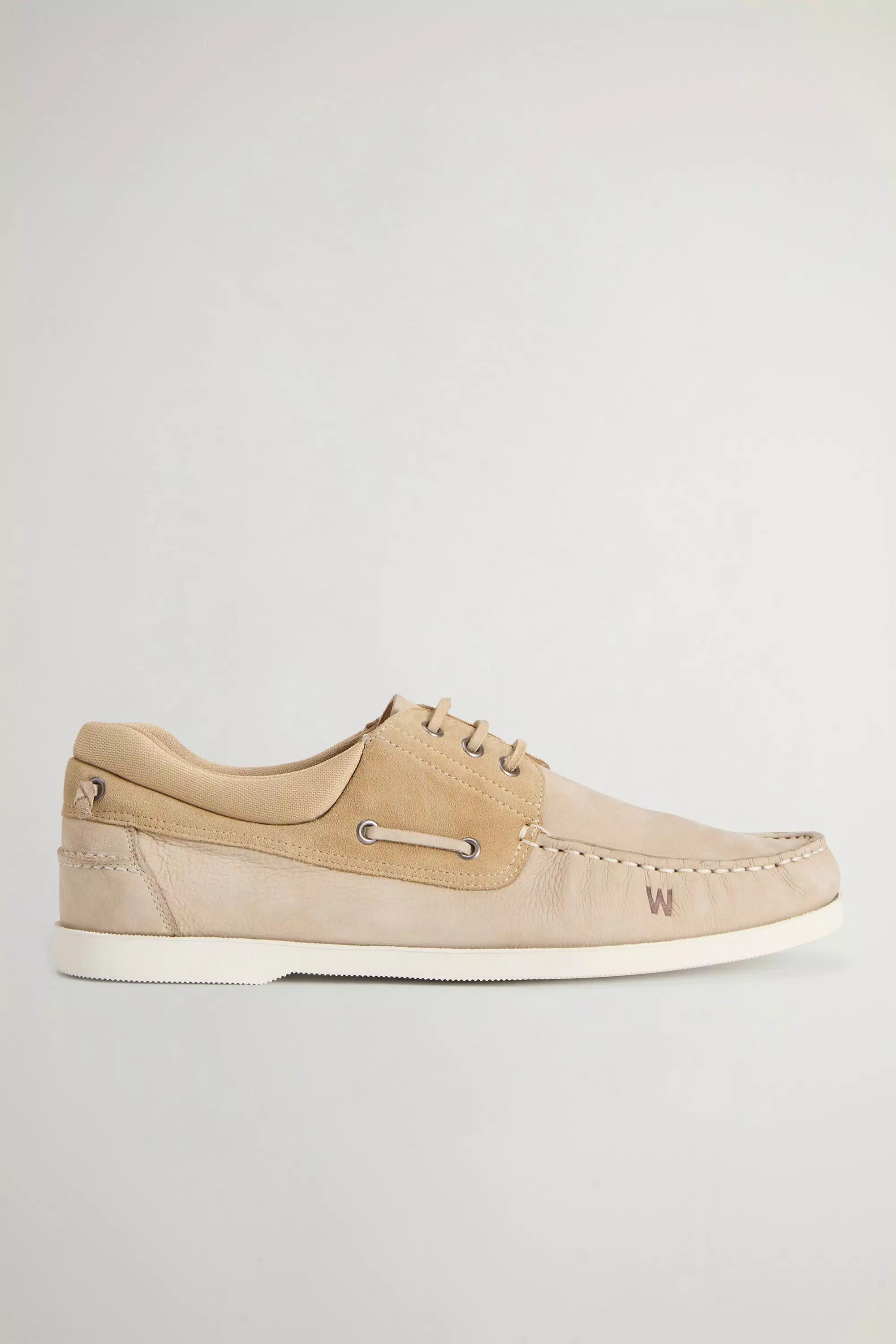 Mocassini in Nubuck e Pelle Scura Miscelata - Beige