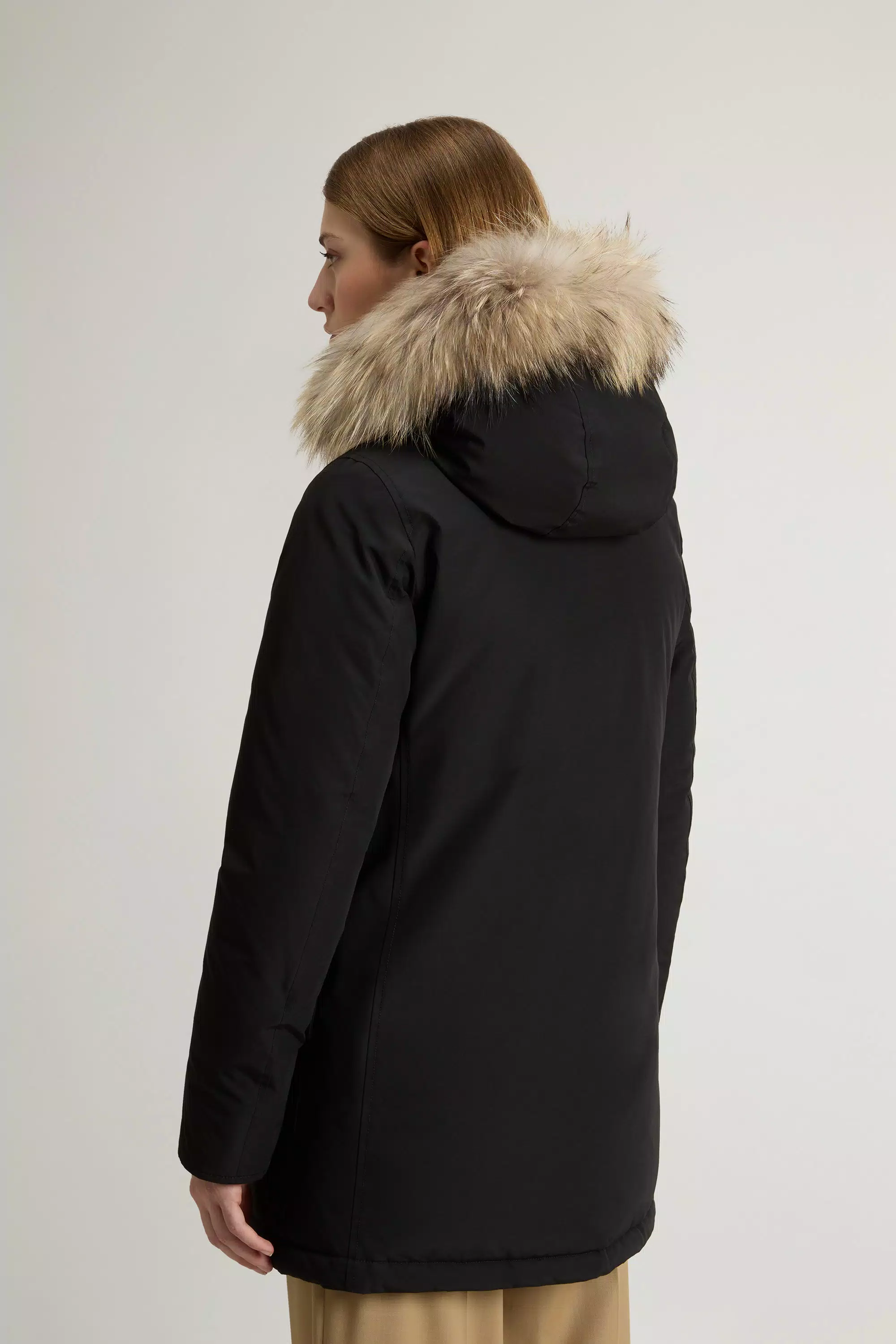 Parka Artica in Tessuto Ramar con Quattro Tasche e Pelliccia Rimovibile - Nero
