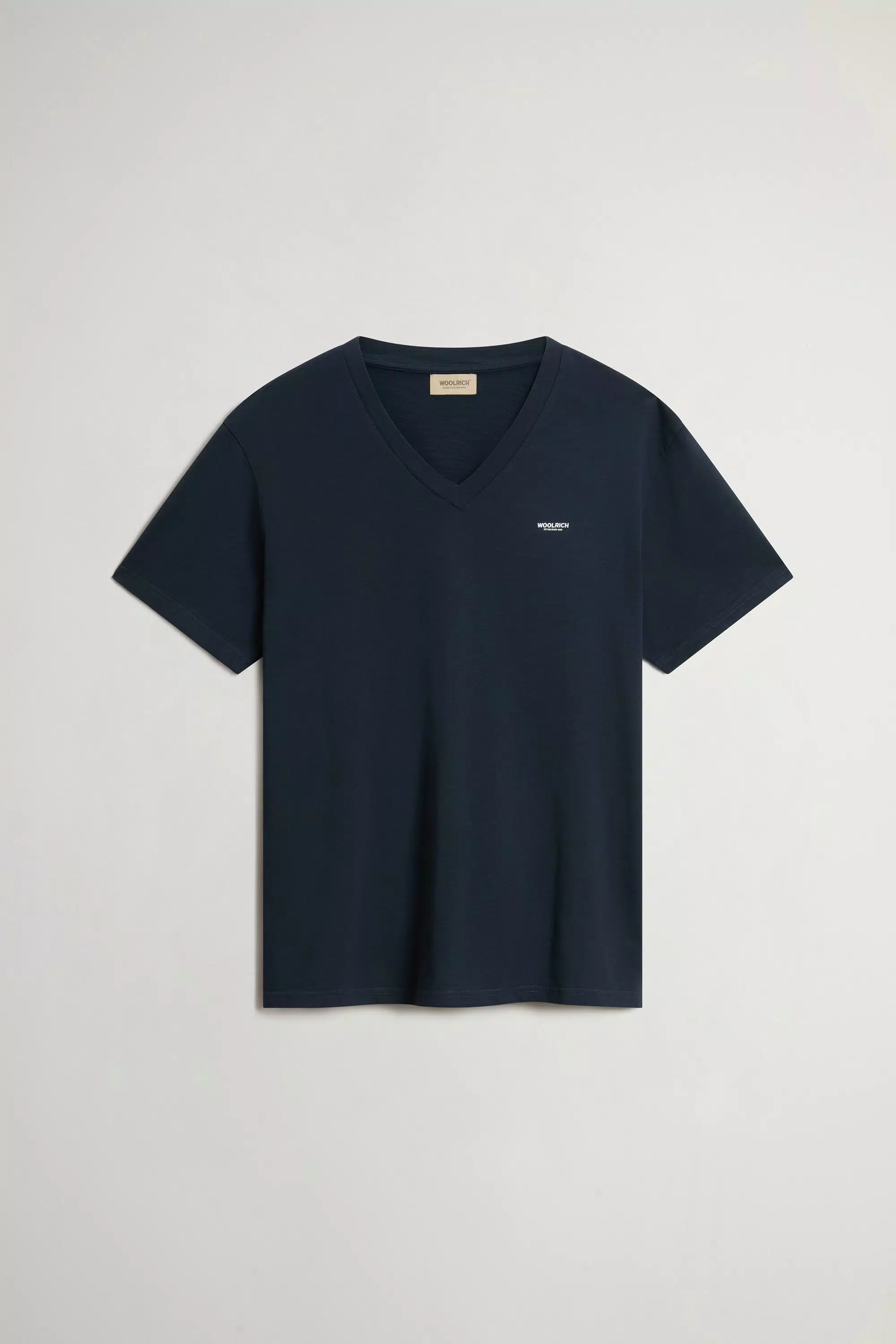 T-shirt in Cotone Puro con Scollo a V a Rilievo - Melton Blu
