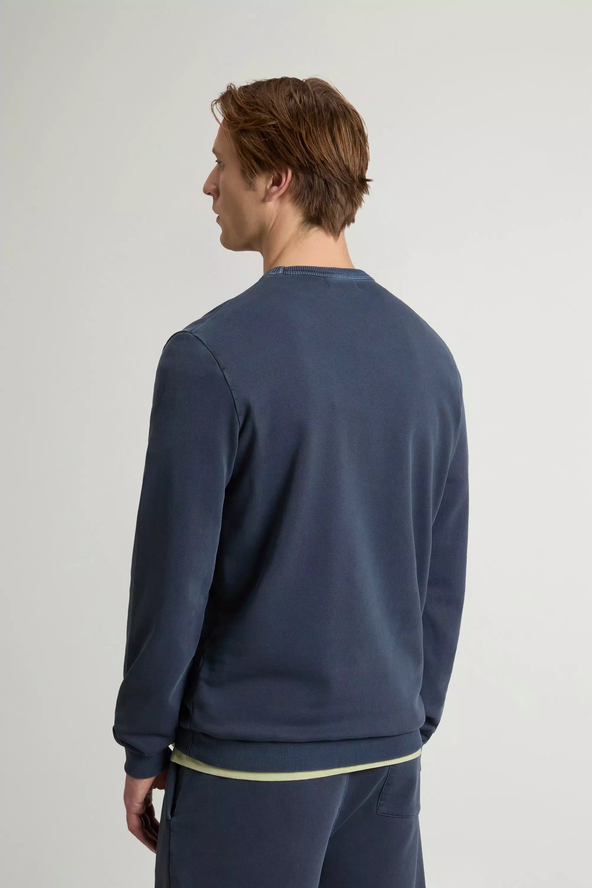 Felpa girocollo tintata in cotone puro con logo - Melton Blu sbiadito