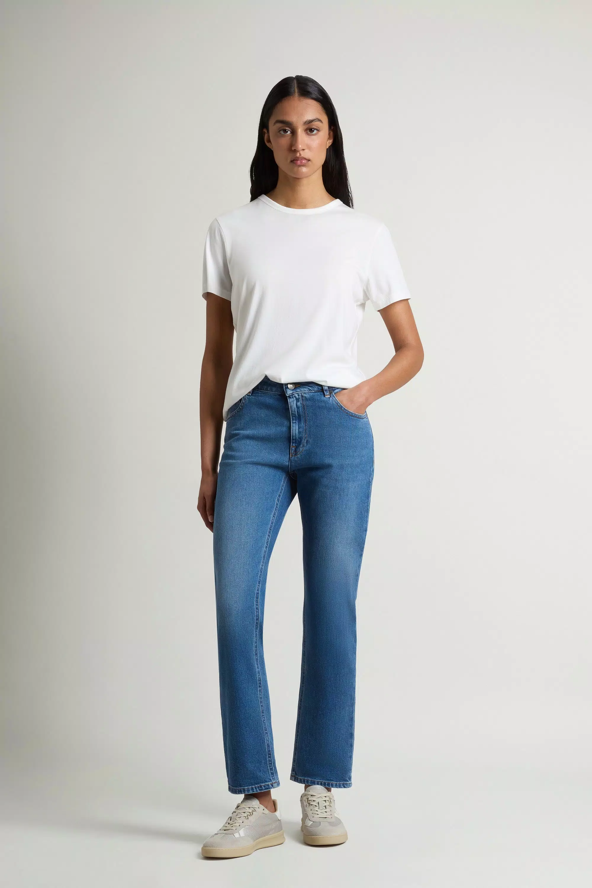 Jeans a Cinque Tasche in Denim di Cotone Elasticizzato - Lavaggio Stone