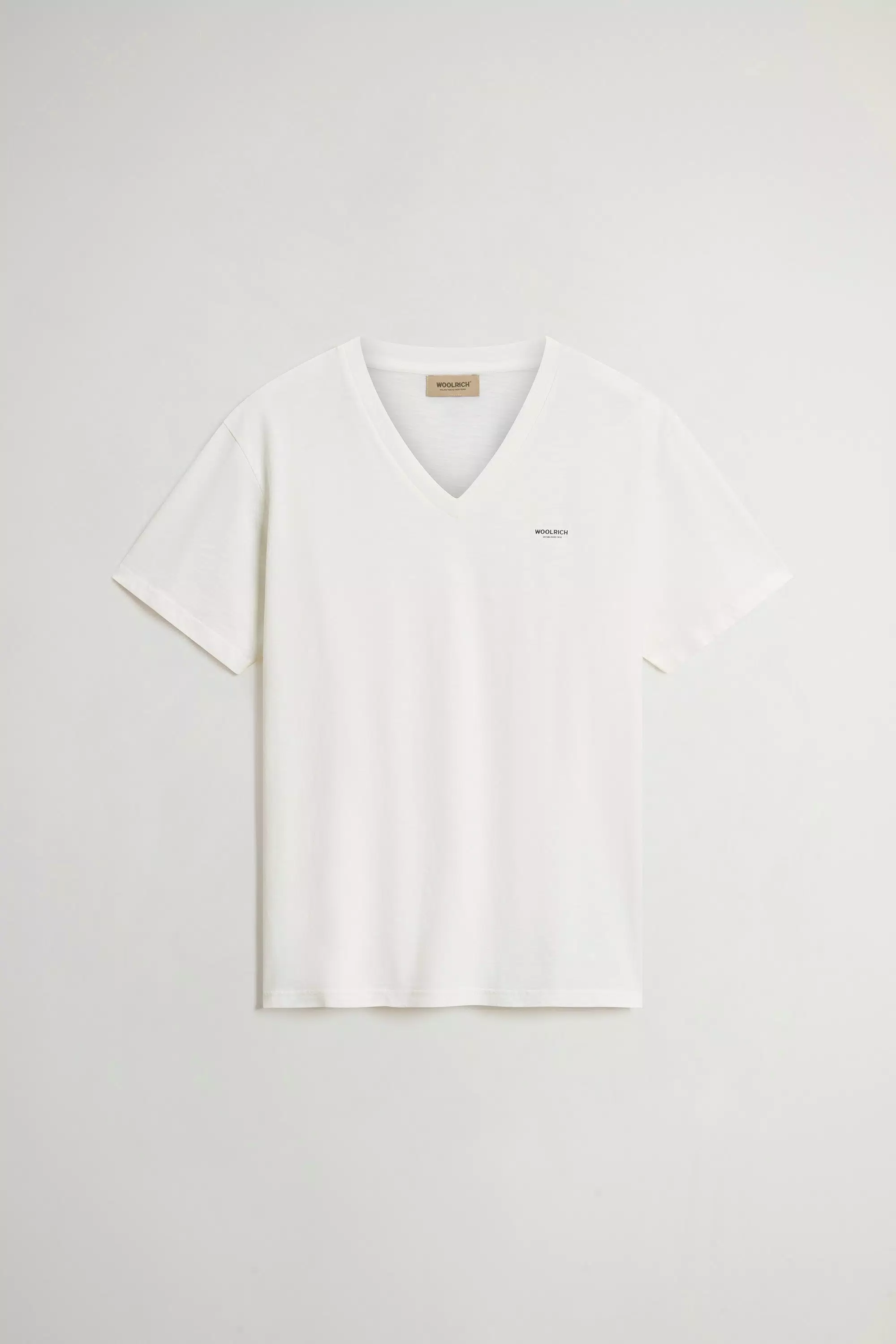 T-shirt in Cotone Puro con Scollo a V a Rete - Bianco Artico