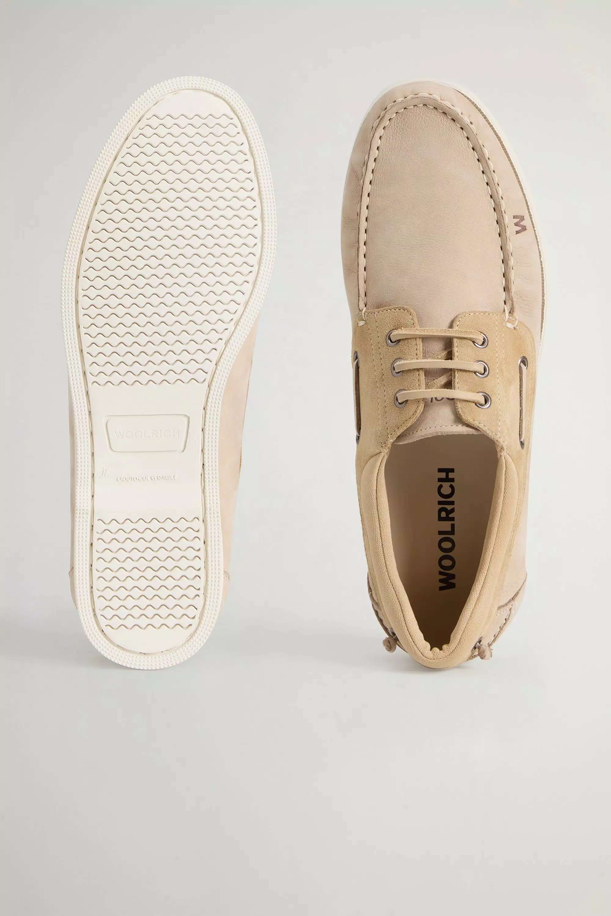 Mocassini in Nubuck e Pelle Scura Miscelata - Beige