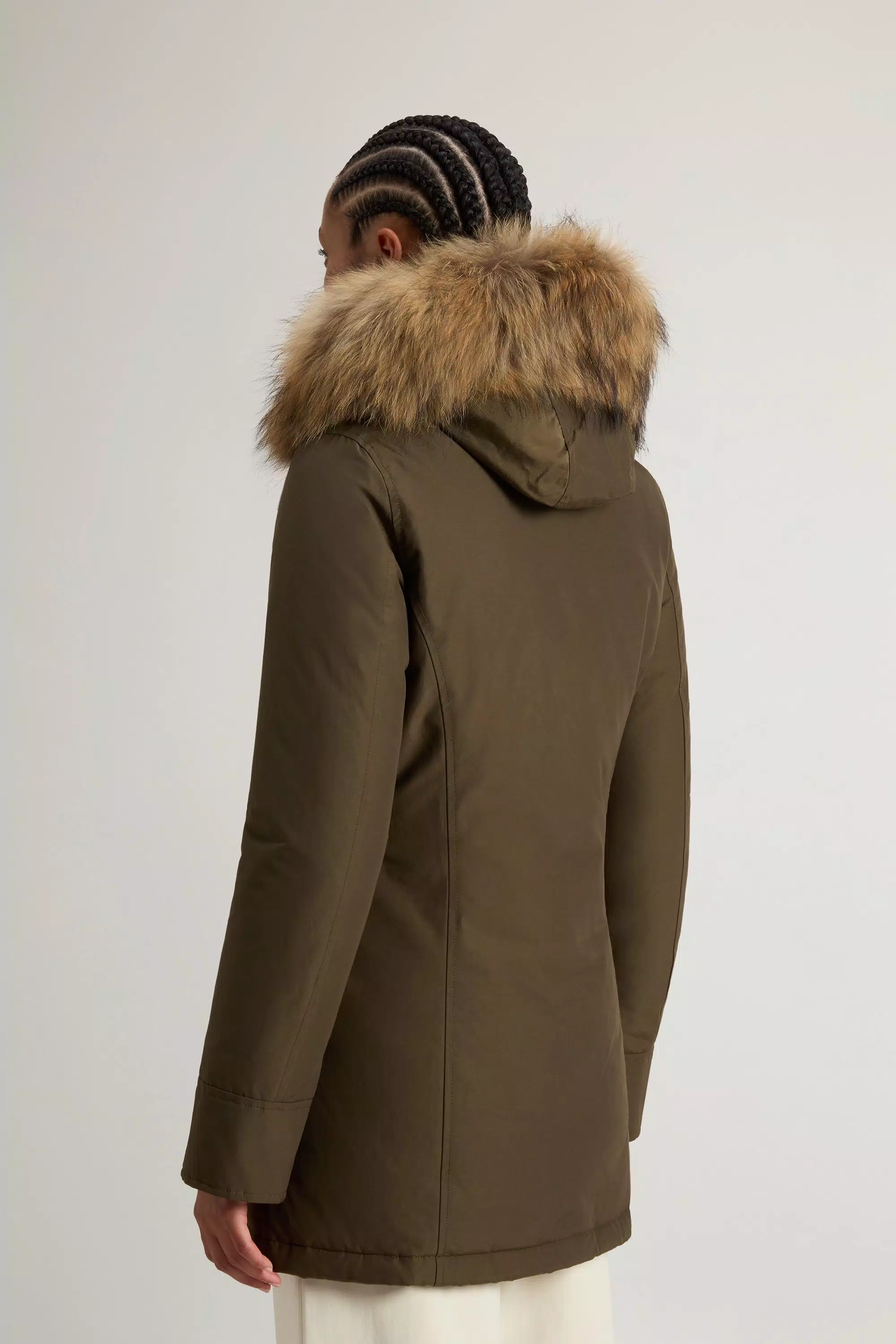 Parka Artica in Tessuto Ramar con Bordo in Pelliccia Rimovibile - Verde Scuro